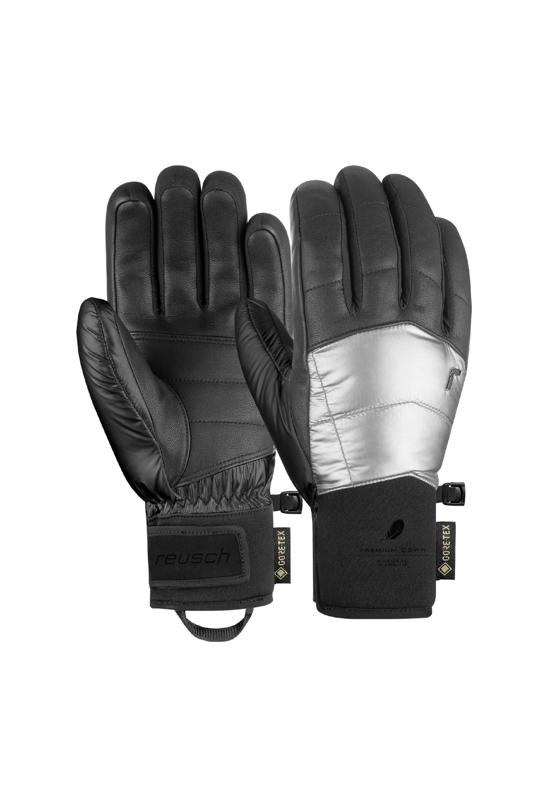 Reusch Skihandschuhe Feather GORE-TEX mit wasserdichter Funktionsmembran silberfarben-schwarz