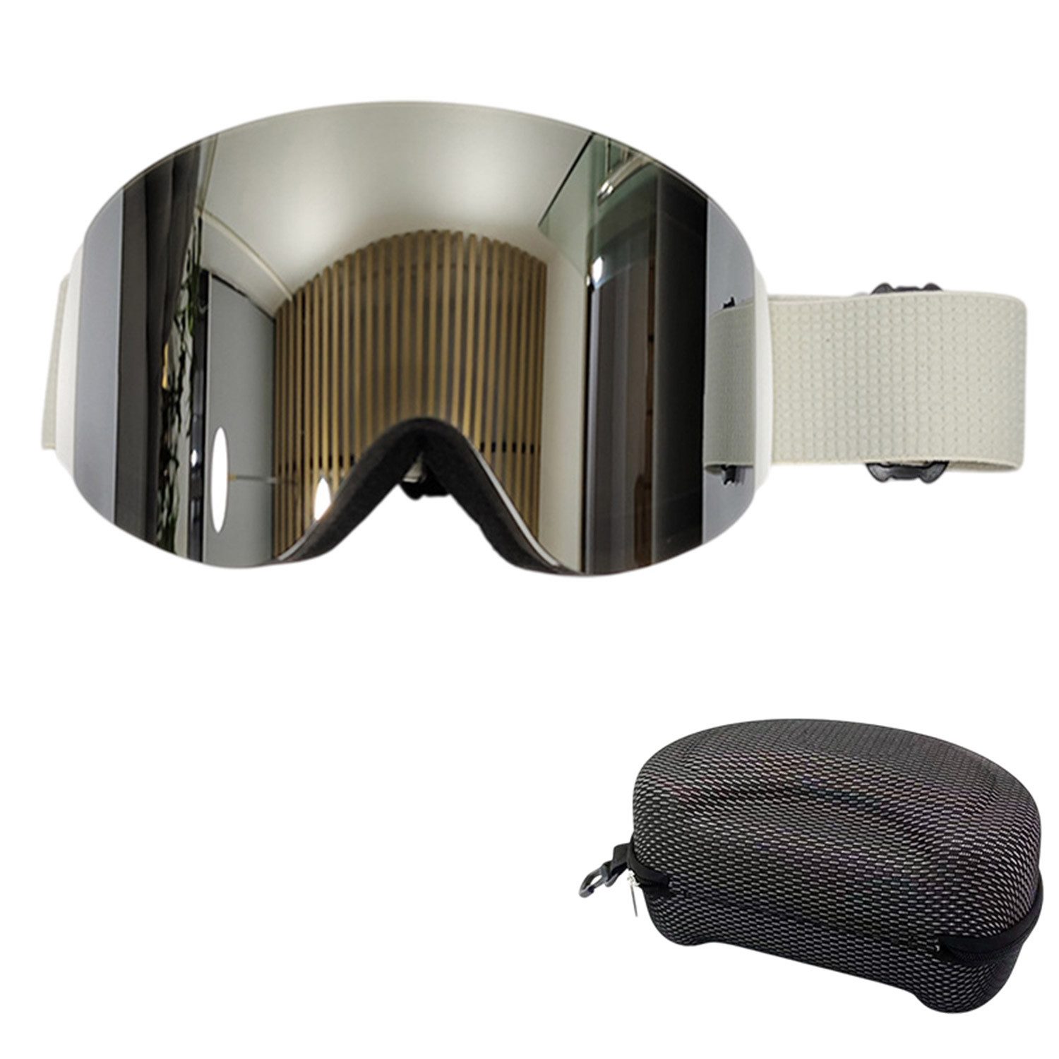 Refttenw Skibrille Unisex Skibrille UV-Schutz Schneebrille mit Anti-Fog-Beschichtung, Doppelscheibe Skibrille für brillenträger
