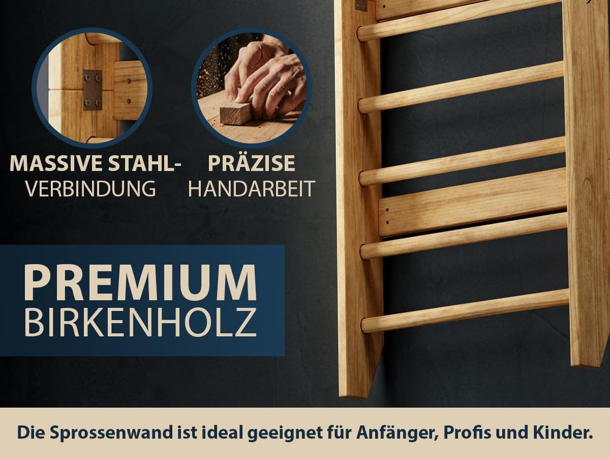 Bare Hands Sprossenwand 3in1 Sprossenwand bis 200kg für Erwachsene & Kinder, Bis 200 kg