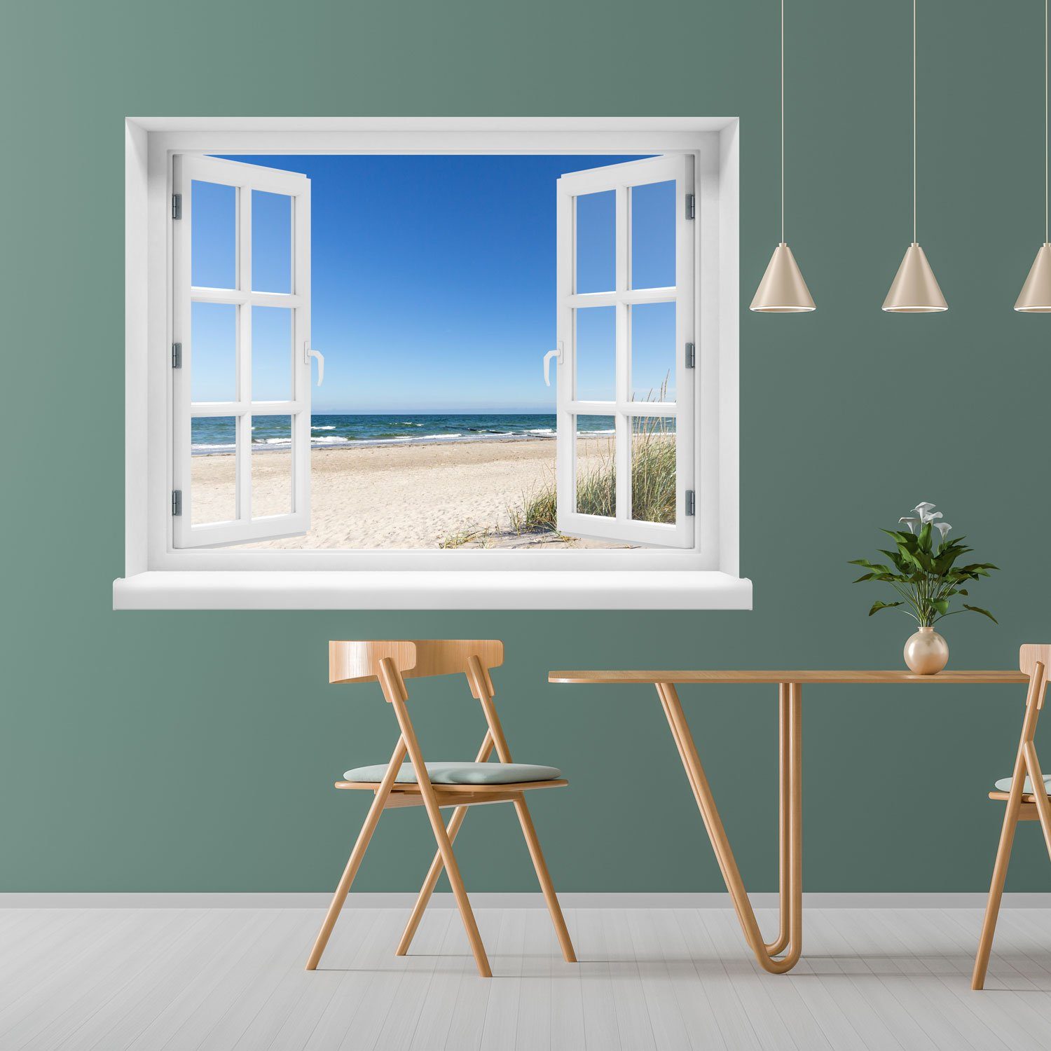 Aussicht", WallSpirit abziehbar Wandsticker Selbstklebend, "Fensterblick mit rückstandslos