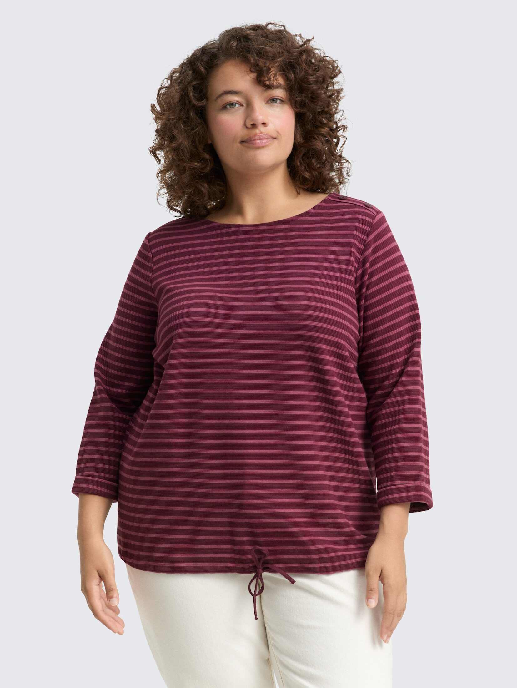 TOM TAILOR PLUS 3/4-Arm-Shirt T-Shirt Plus Size - Langarmshirt mit Knopf-De günstig online kaufen
