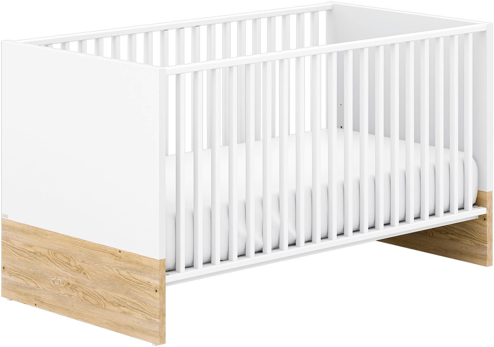 PAIDI Babymöbel-Set YOLANDA, 4-teiliges Babyzimmer in Weiß, hochwertiges Komplettset, (Spar-Set, 4-tlg., 70x140cm Babybett, Kleiderschrank 3-türig, Wickelkommode & Aufsatz), Kinderzimmer, Soft-Close-Funktion, mitwachsendes Bett inkl. Lattenrost