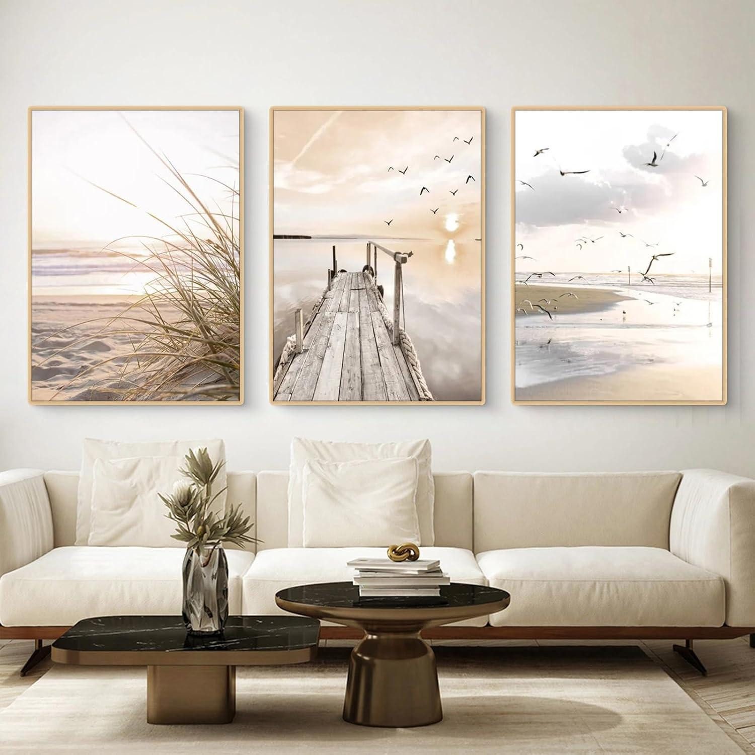 LuxusKollektion Poster Poster Set 3teilig Küstenstrand Seevogel Pampasgras Boho B 40x50cm, (3 St) – Bild 2 von 5