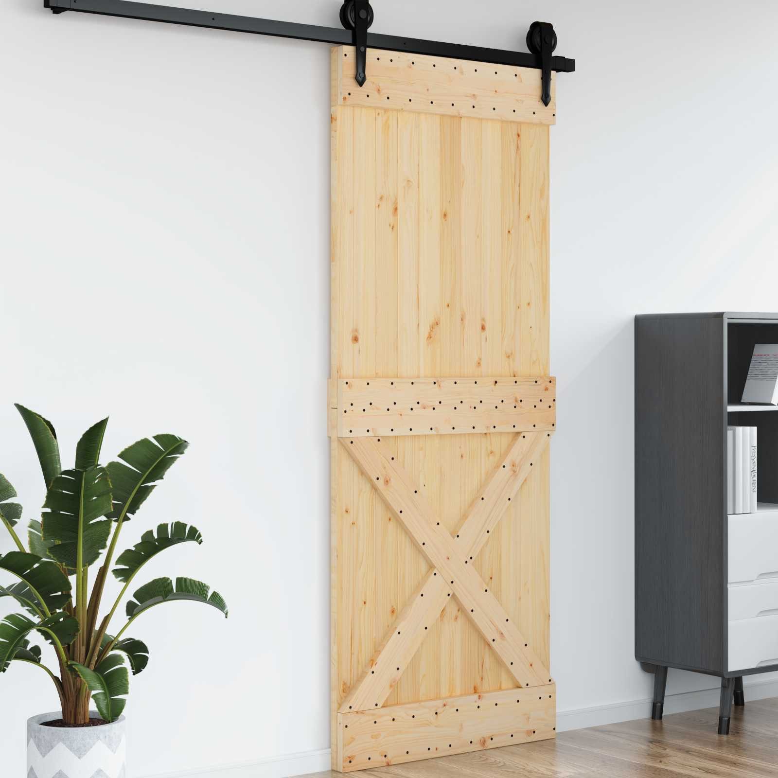 vidaXL Schiebetür Tür NARVIK 90 x 210 cm Massivkiefer (Unbehandelt) Natur (1-St)