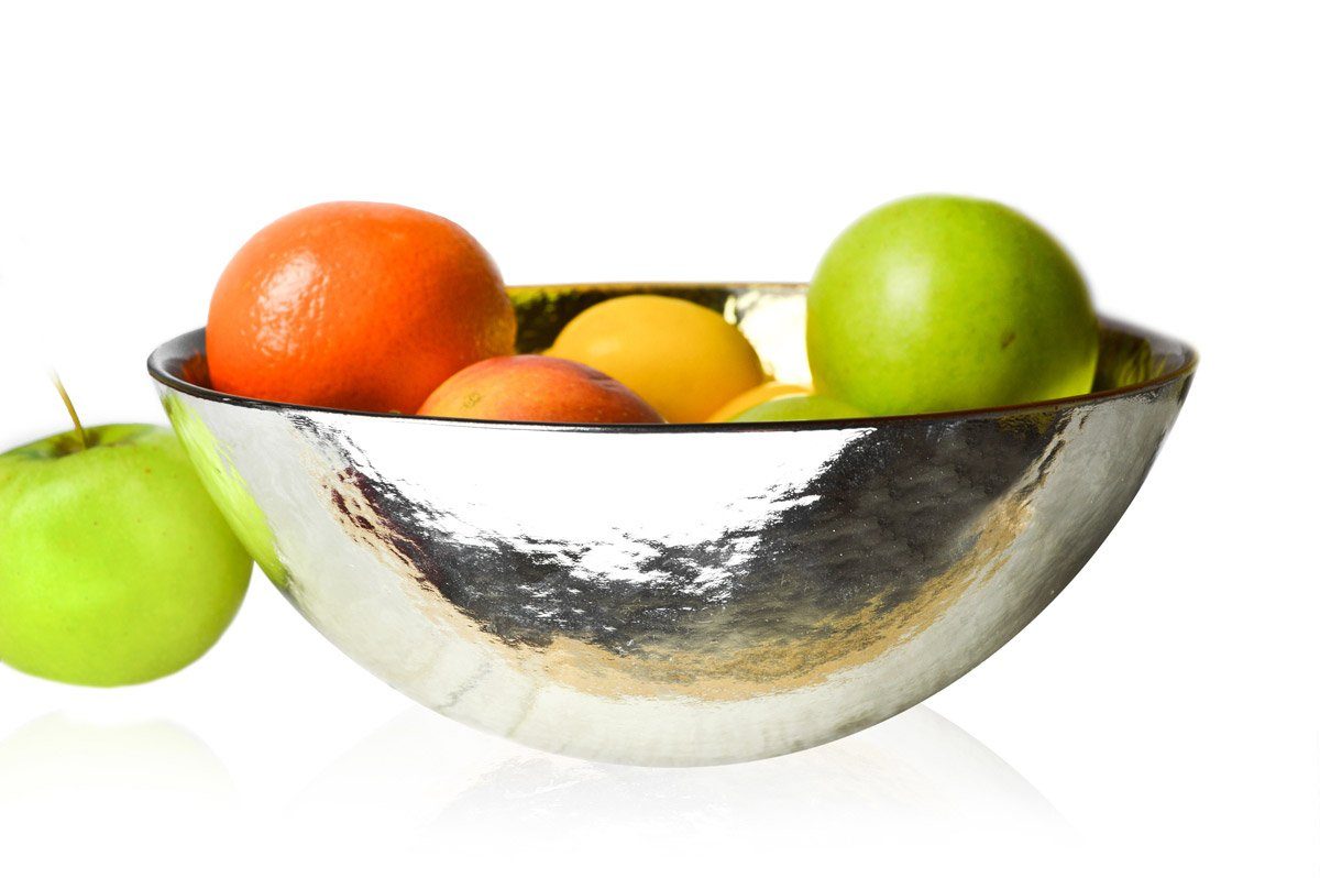 Sendez Salatschüssel in Gold und Silber 3L Schüssel Schale Dekoschale Salatschale, Glas