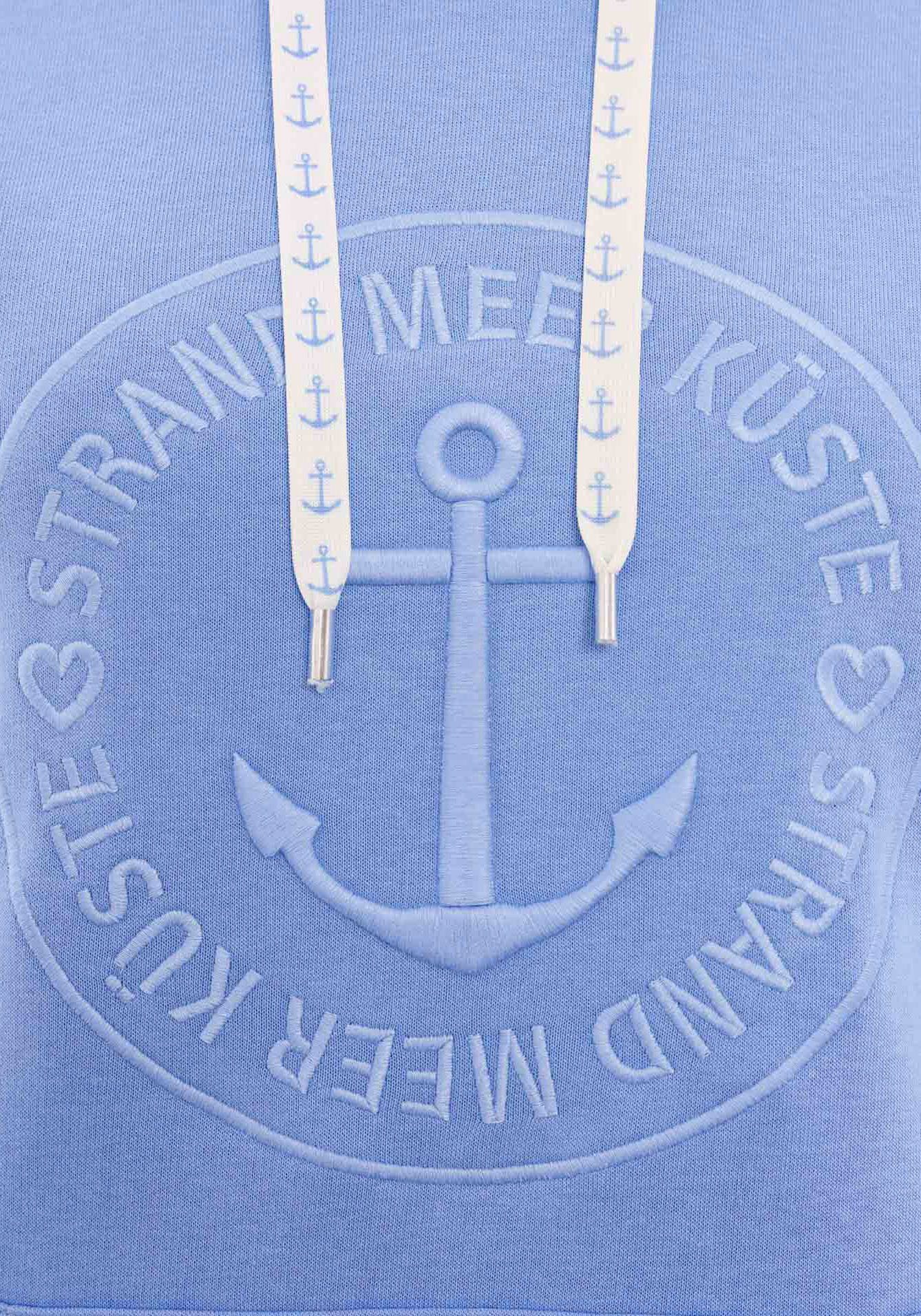 Zwillingsherz Hoodie Strand Meer Küste mit Kapuze und gleichfarbig gesticktem Ankermotiv