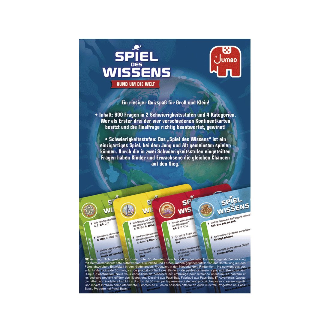 Jumbo Spiele Spiel Spiel des Wissens Rund um die Welt, Kartenspiel, Jumbo Spiele 1110100247 Spiel des Wissens – Rund um die Welt, Kartenspiel, Made in Europe