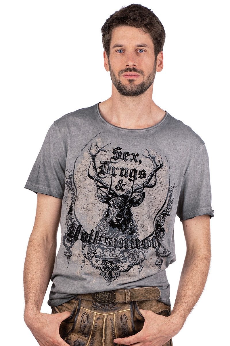 Trachtenshirt Trachtenshirt Herren - QUADARIUS - grau