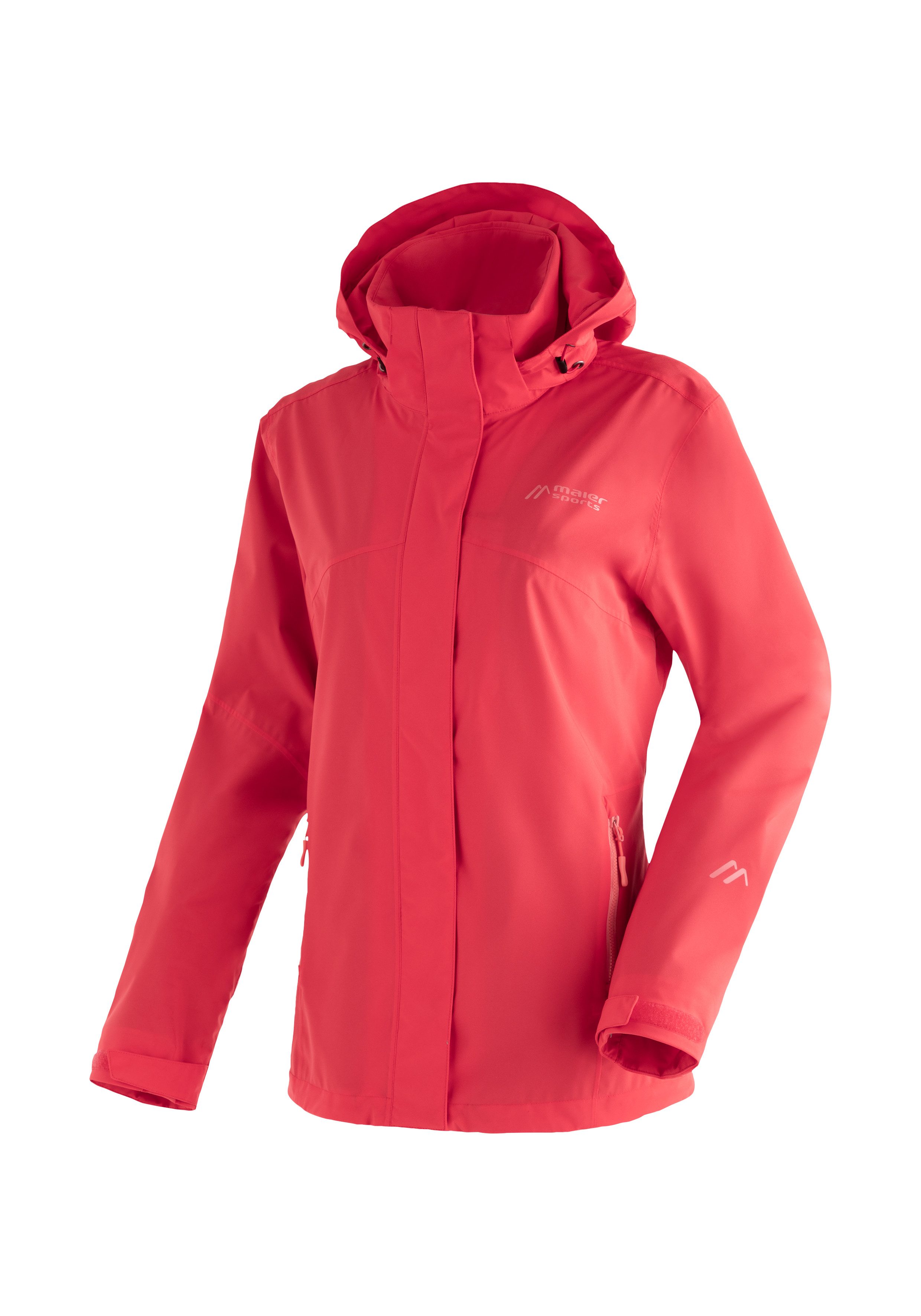 Damen Maier und W Sports rec Kapuze, hellrot wasserdicht Regenjacke Outdoorjacke Metor mit winddicht