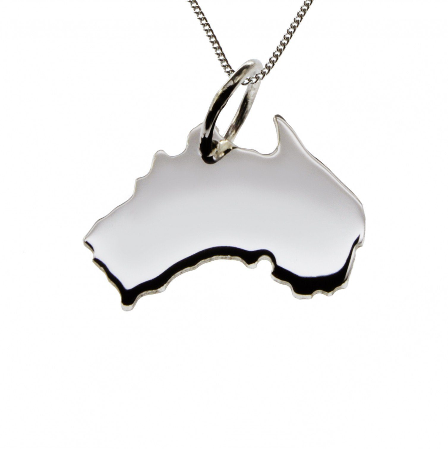 Kette mit Anhänger 50cm Halskette + Australien Anhänger in massiv 925 Silber