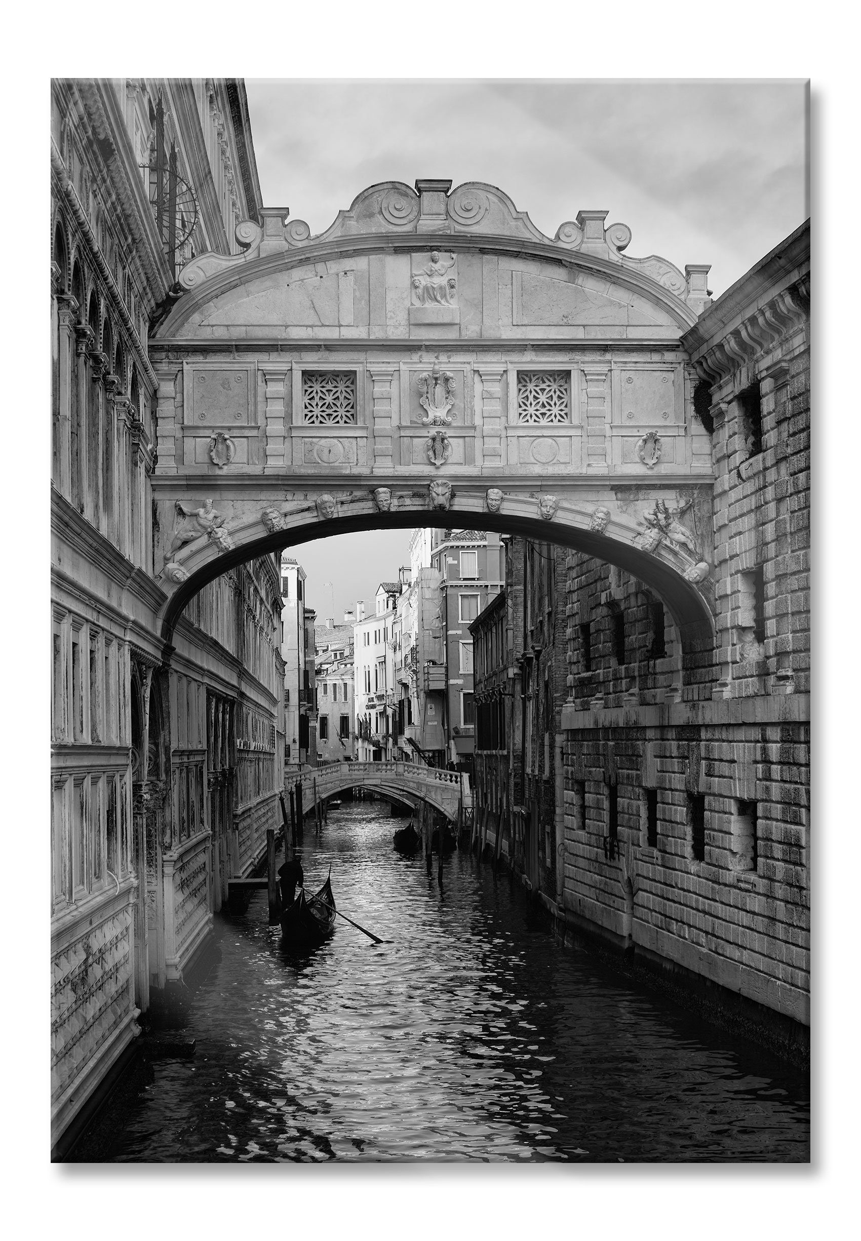 Glasbild in Aufhängungen Pixxprint Venedig Romantischer inkl. Glasbild Echtglas, (1 Abstandshalter in und Romantischer Venedig, aus Kanal Kanal St),