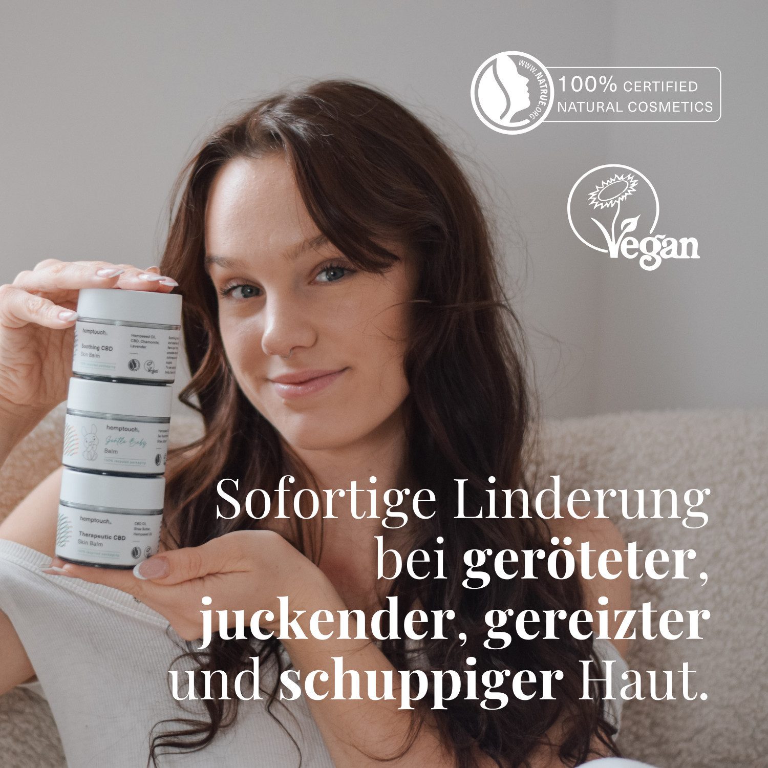 Hemptouch Bodylotion CBD Therapeutischer Hautbalsam, Lindert das Gefühl von Juckreiz und reduziert Spannungsgefühle