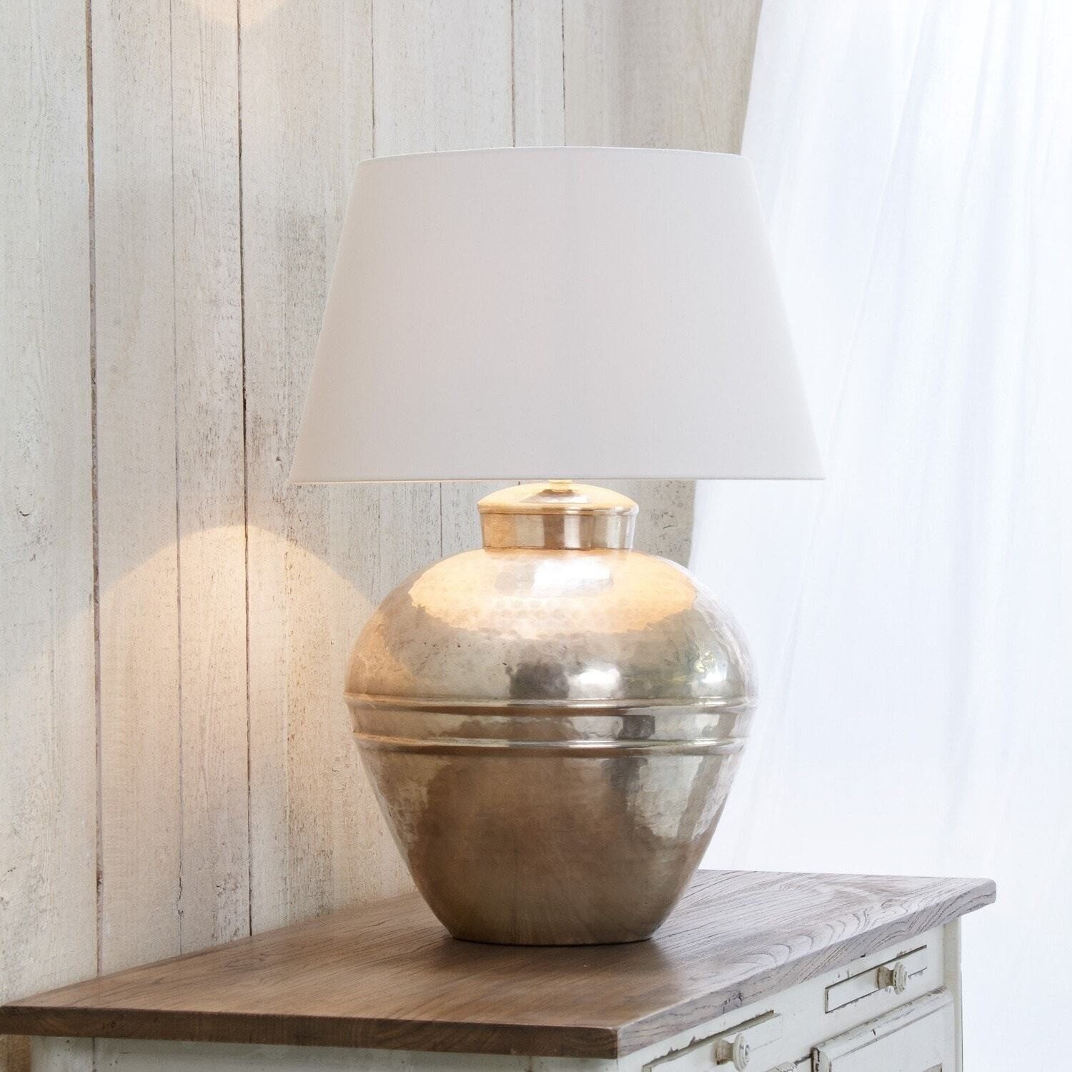 Mirabeau Tischleuchte Tischlampe Madison creme/antiksilber günstig online kaufen