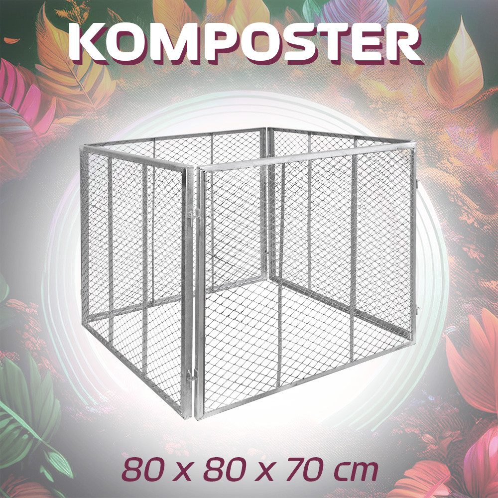 Komposter Kompost Kompostbehälter Garten Gitter Stahl verzinkt 80x80x70 cm