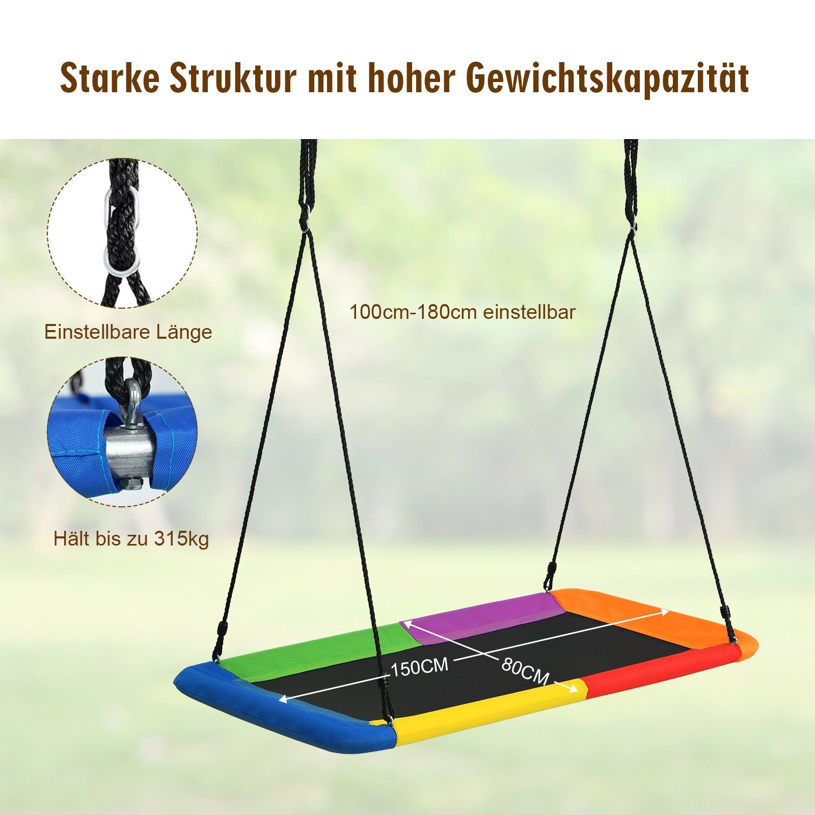 COSTWAY Nestschaukel, 100-180cm verstellbares Seil, 320kg, günstig online kaufen