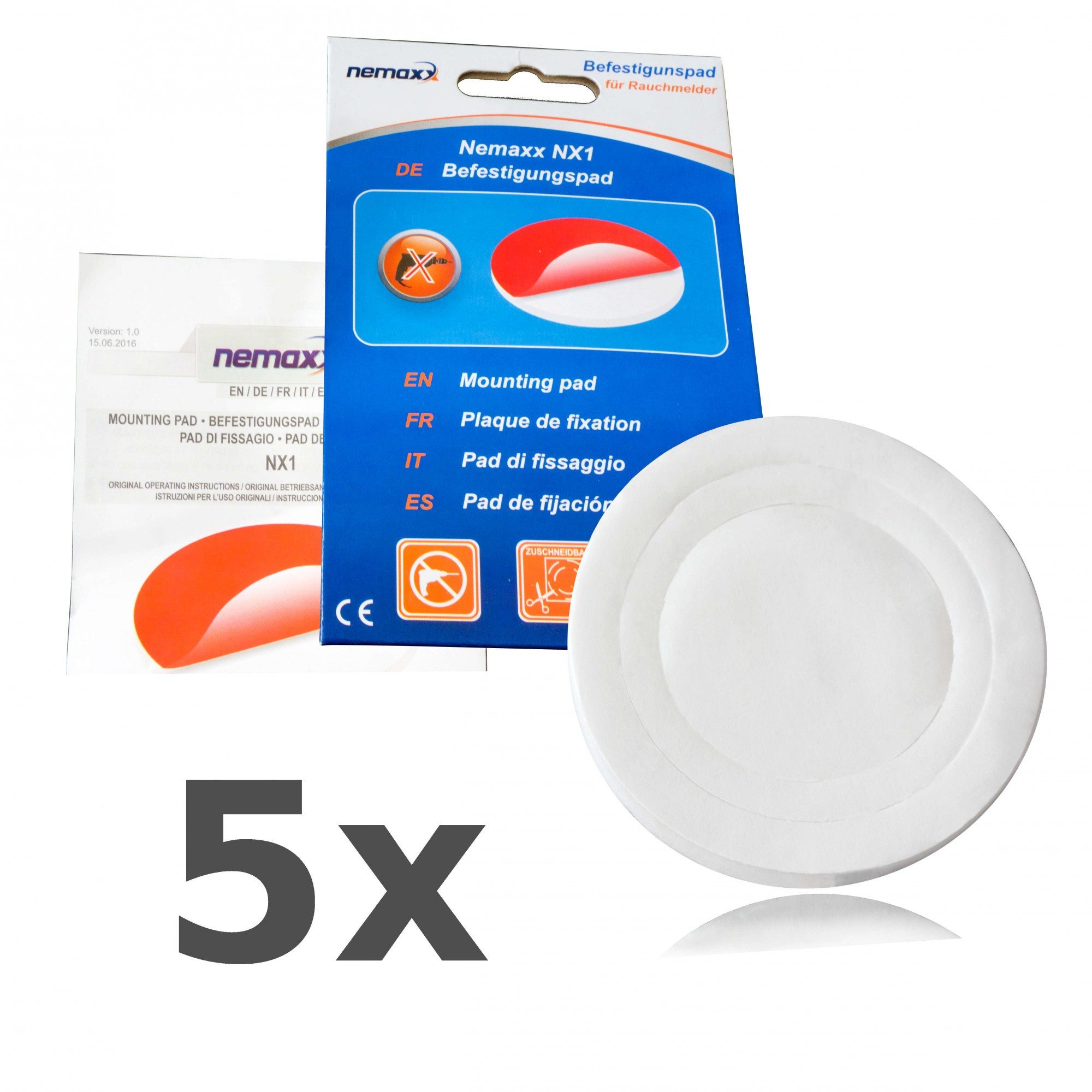 NEMAXX Selbstklebende Befestigungspads für Rauchwarnmelder – 5er Set Детектор дыма
