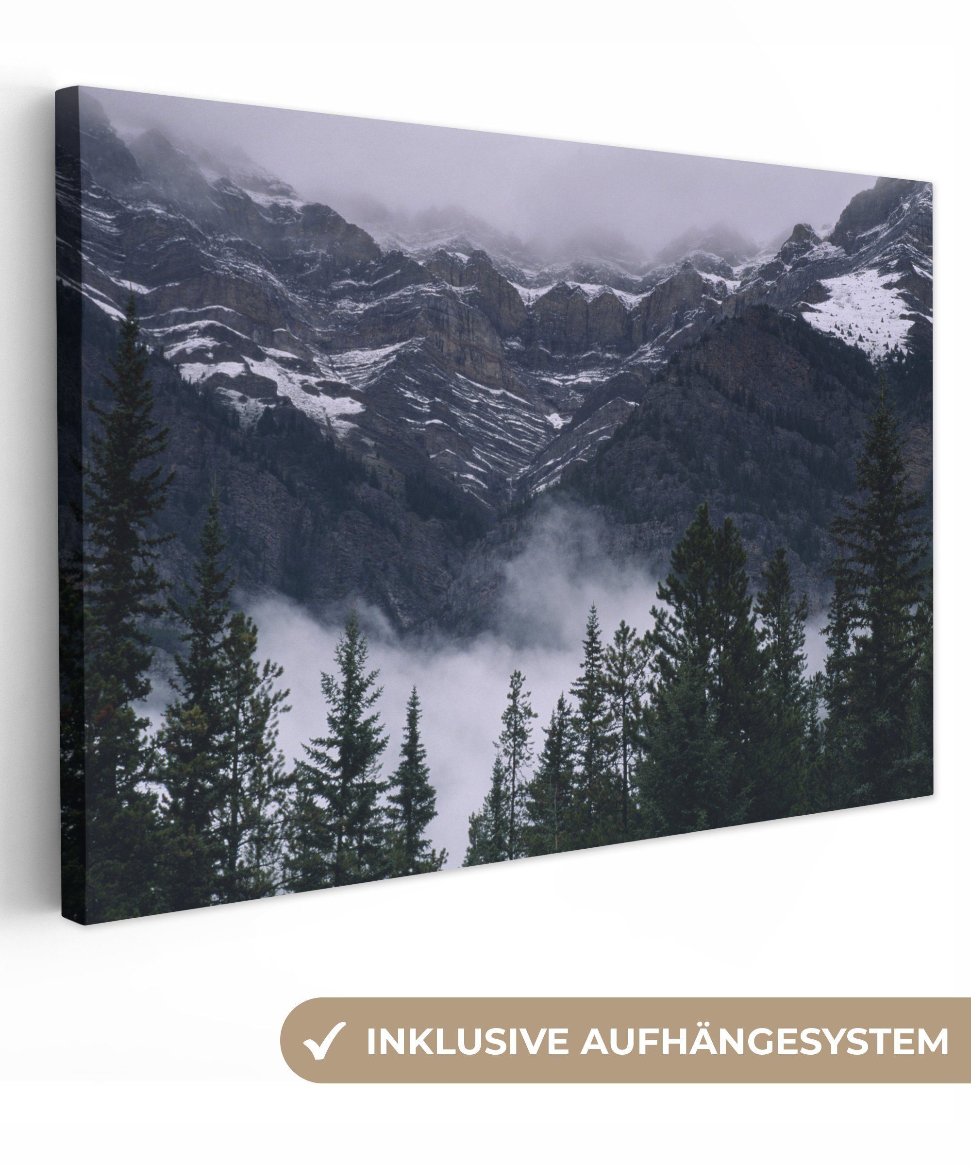 OneMillionCanvasses® Leinwandbild Rocky Mountains - ewiger Schnee, (1 St), Wandbild Leinwandbilder, Aufhängefertig, Wanddeko, 30x20 cm