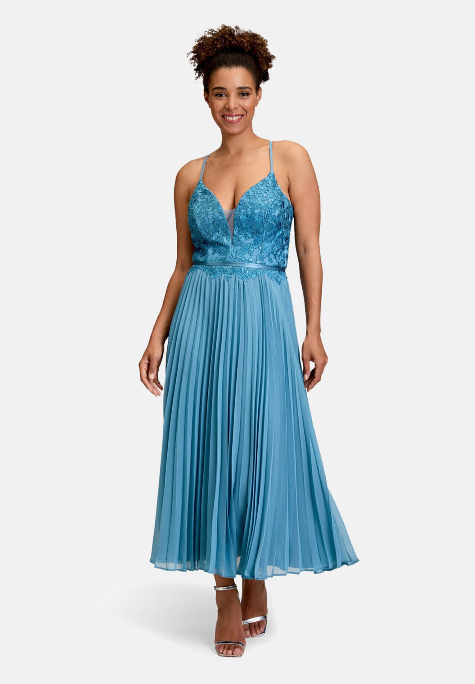 Vera Mont Abendkleid Damen mit Stickerei Plissee
