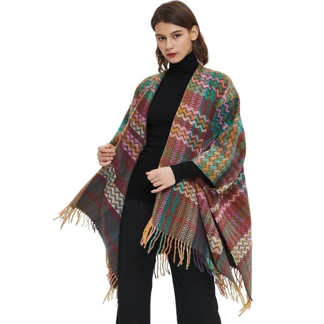 Damenschal, Schal, Mode Modeschal winddicht warmer Regenponcho DAYUT warmer (1-St)