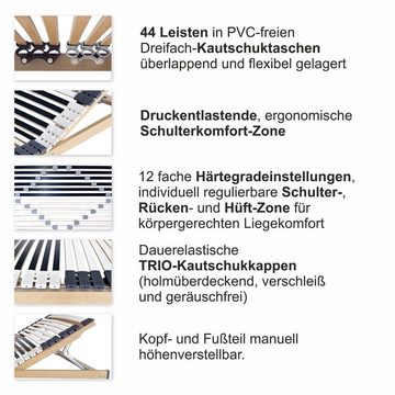 Lattenrost »Lattenrost, 44 Leisten, stabil und komfortabel«, Matratzen Perfekt, Kopfteil manuell verstellbar, Fußteil manuell verstellbar, stabiler Lattenrost mit 7 Zonen und individueller Härtegradanpassung