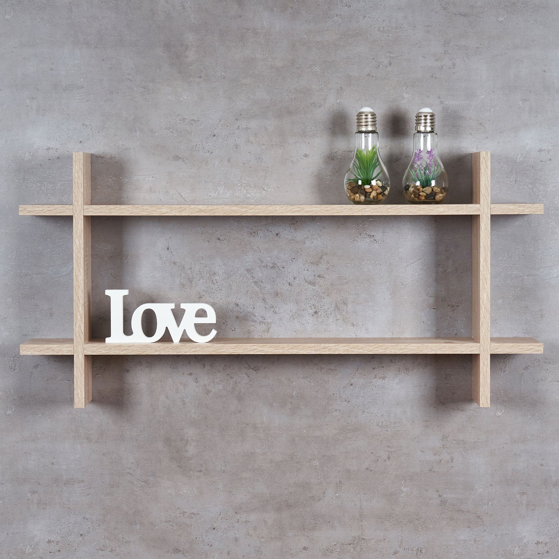 Levandeo® Wandregal, Regal BxH 98x48cm Holz Steckregal Sonoma Eiche Wandregal Bücherregal