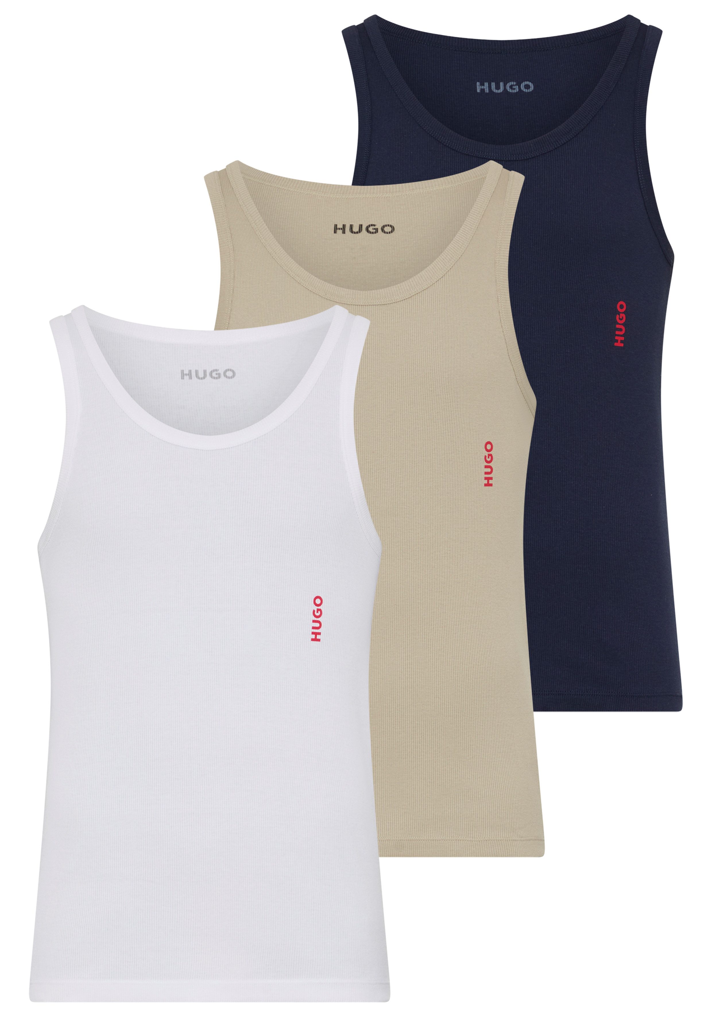 HUGO Ripptanktop (Packung, 3-tlg., 3er) Basic, Rundhals