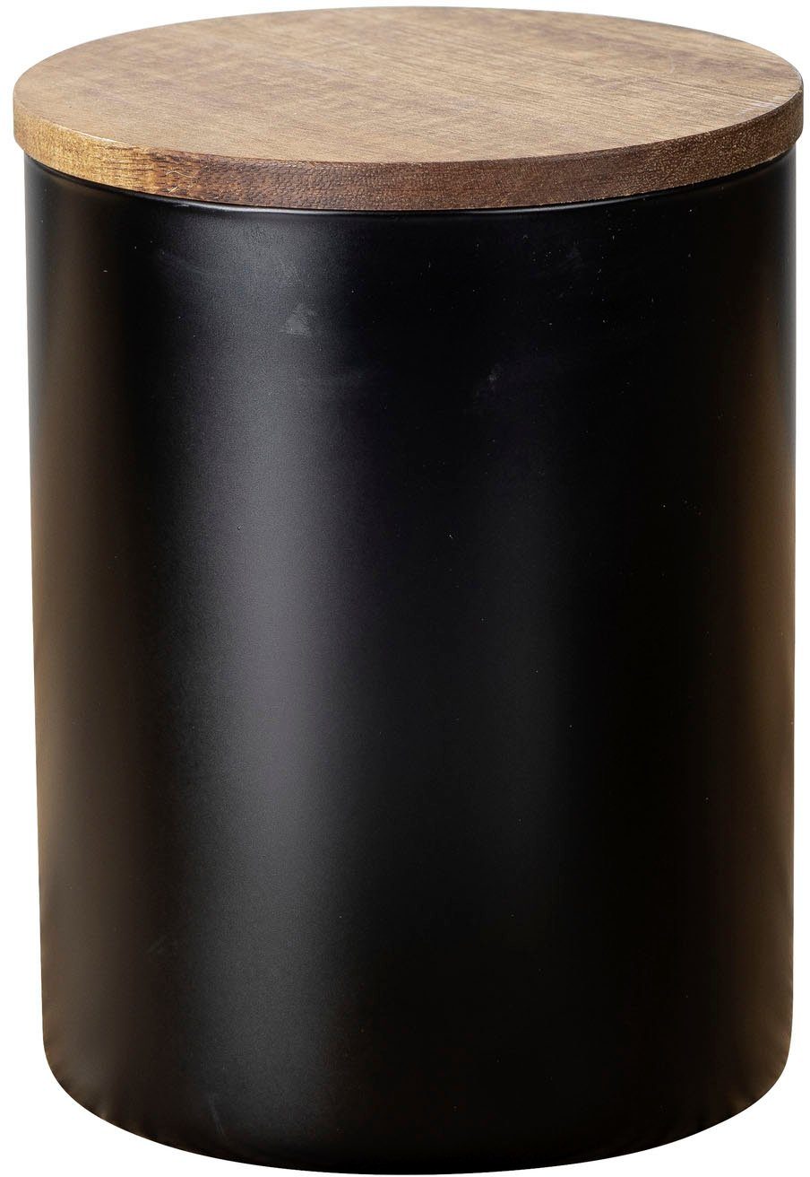 WENKO Vorratsdose Modell Mio, Borosilikatglas, (1-tlg), Frischhaltedose für Lebensmittel, luftdichter Deckel aus Akazienholz