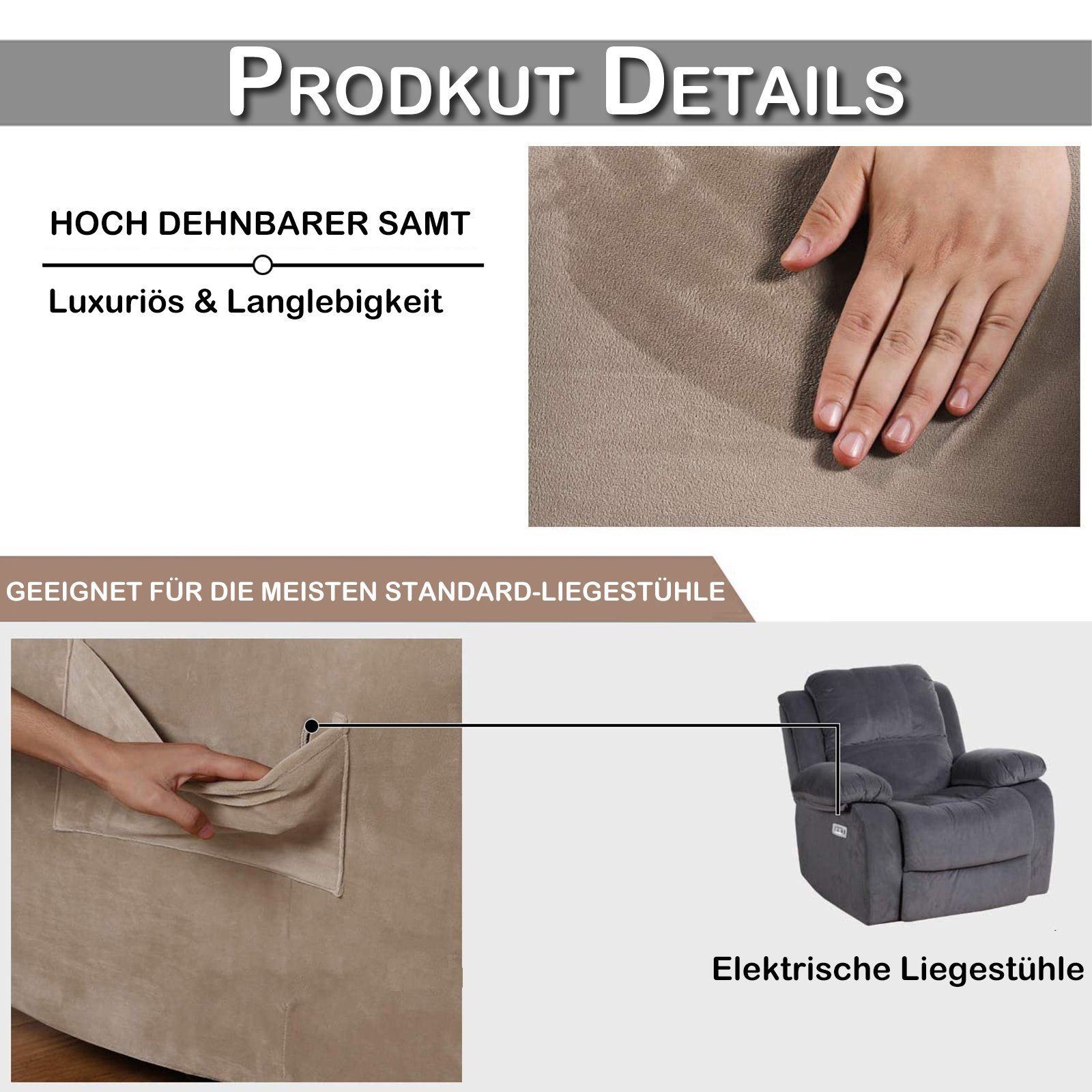 Qelus Sesselhusse Sesselschoner für Fernsehsessel,Samt Strecken Relaxsessel günstig online kaufen