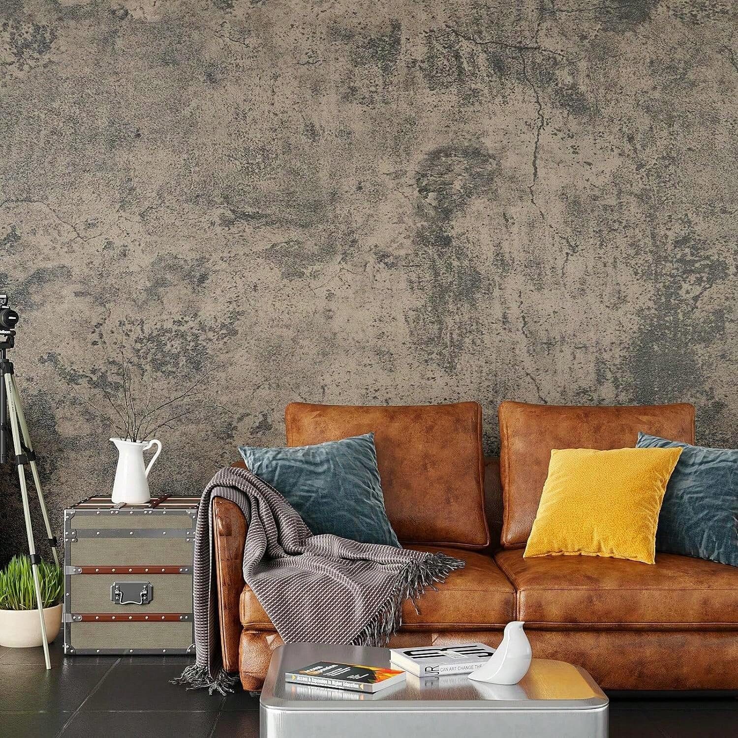 HomeBella Mustertapete Selbstklebende Tapete Betonoptik Moderne Wandfolie in Industrie Design, Ideal für Wohnzimmer, Schlafzimmer & Küche