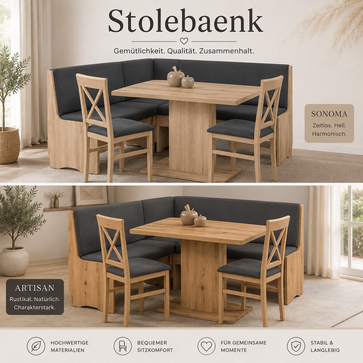 Stolebaenk Eckbankgruppe Leipzig EBG OLMATI Artisan / Sonoma