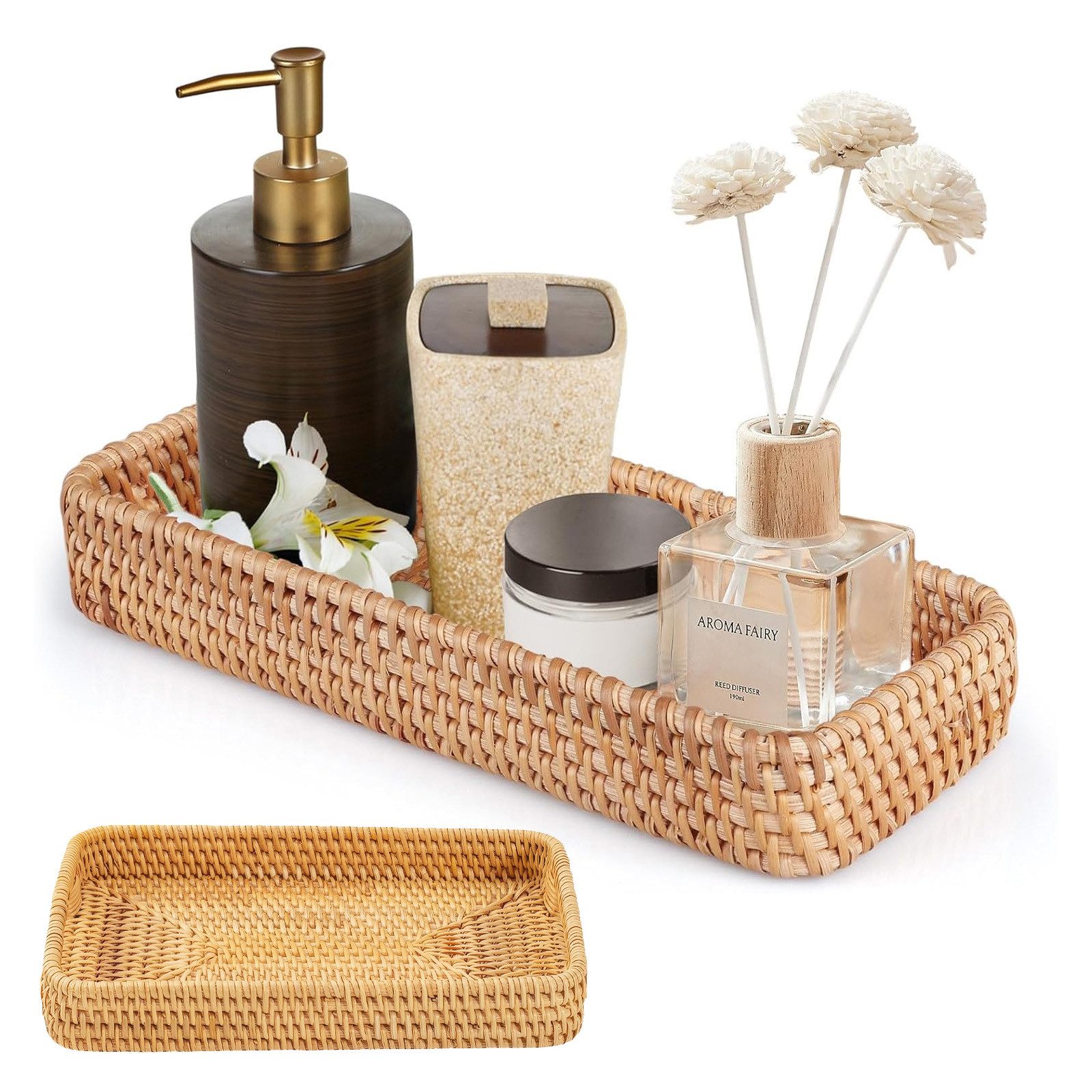 Aufbewahrungskorb Rattan Eitelkeit Tabletts, Toilettenbehälter, Bambus Aufbewahrungsbox