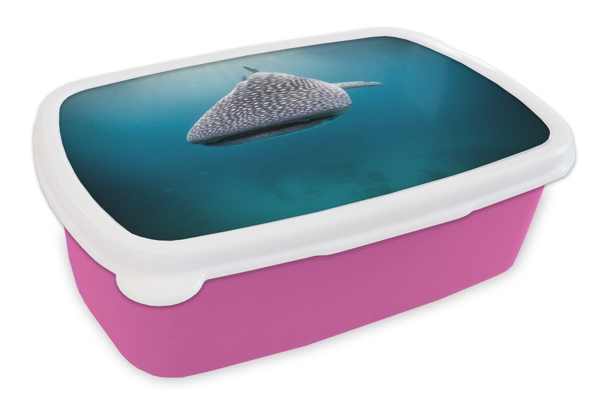 MuchoWow Lunchbox Walhai, Kunststoff, Kunststoff Erwachsene, Brotdose (2-tlg), für Brotbox Mädchen, Kinder, rosa Snackbox