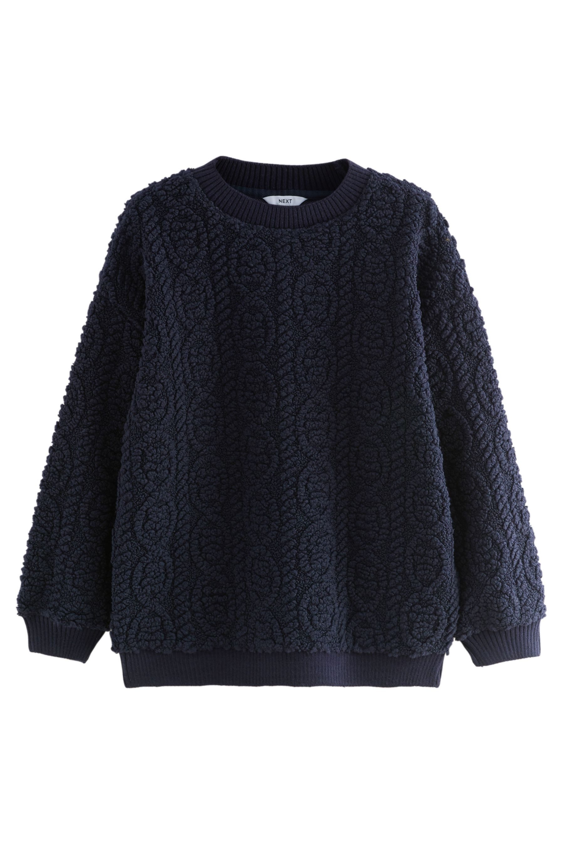Sweater Rundhalssweatshirt mit Borg und Zopfmuster