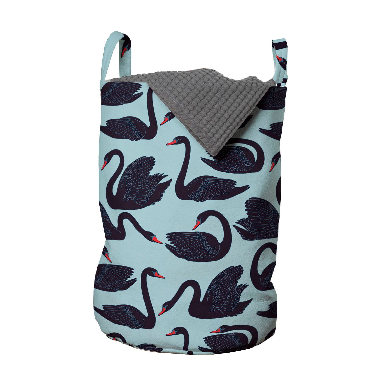 Abakuhaus Wäschesäckchen Wäschekorb mit Griffen Kordelzugverschluss für Waschsalons, Schwan Langhalsiger Wasservogel | Wäschesäcke