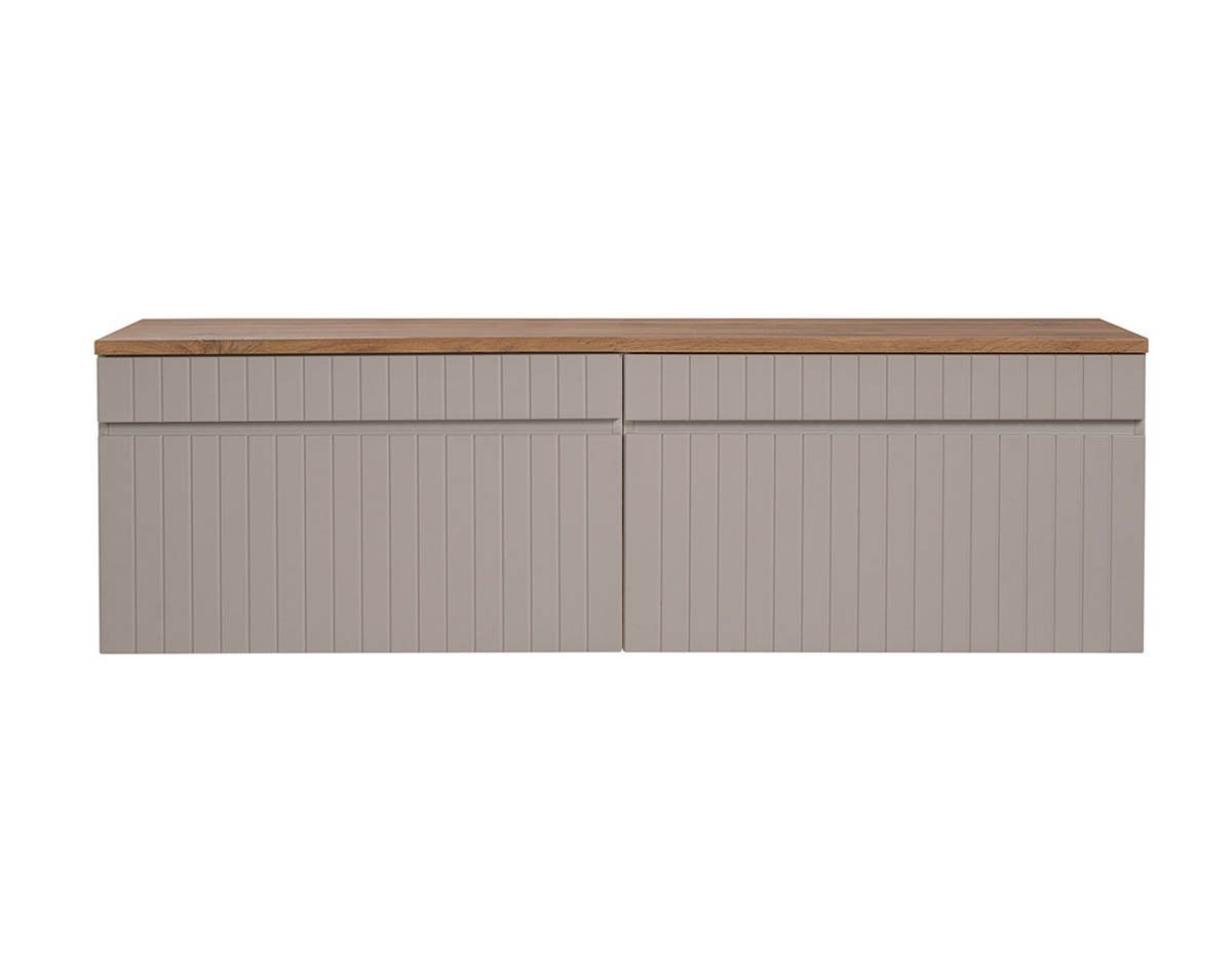 Thumbnail - einfachgutemoebel Waschtisch-Set Badezimmer KARATA 160cm Set 3-tlg., mit Aufsatzbecken, kaschmir grey, (Badmöbel Set, 1-...