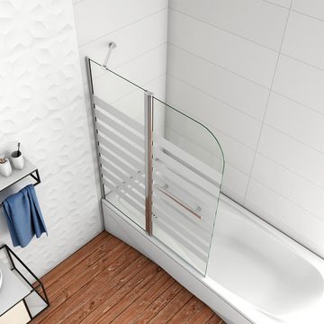 duschspa Badewannenaufsatz Drehwand Badewannenaufsatz Duschabtrennung Trennwand mit Querstreifen, Einscheibensicherheitsglas, (Set), Breite 120cm, Höhe 140cm