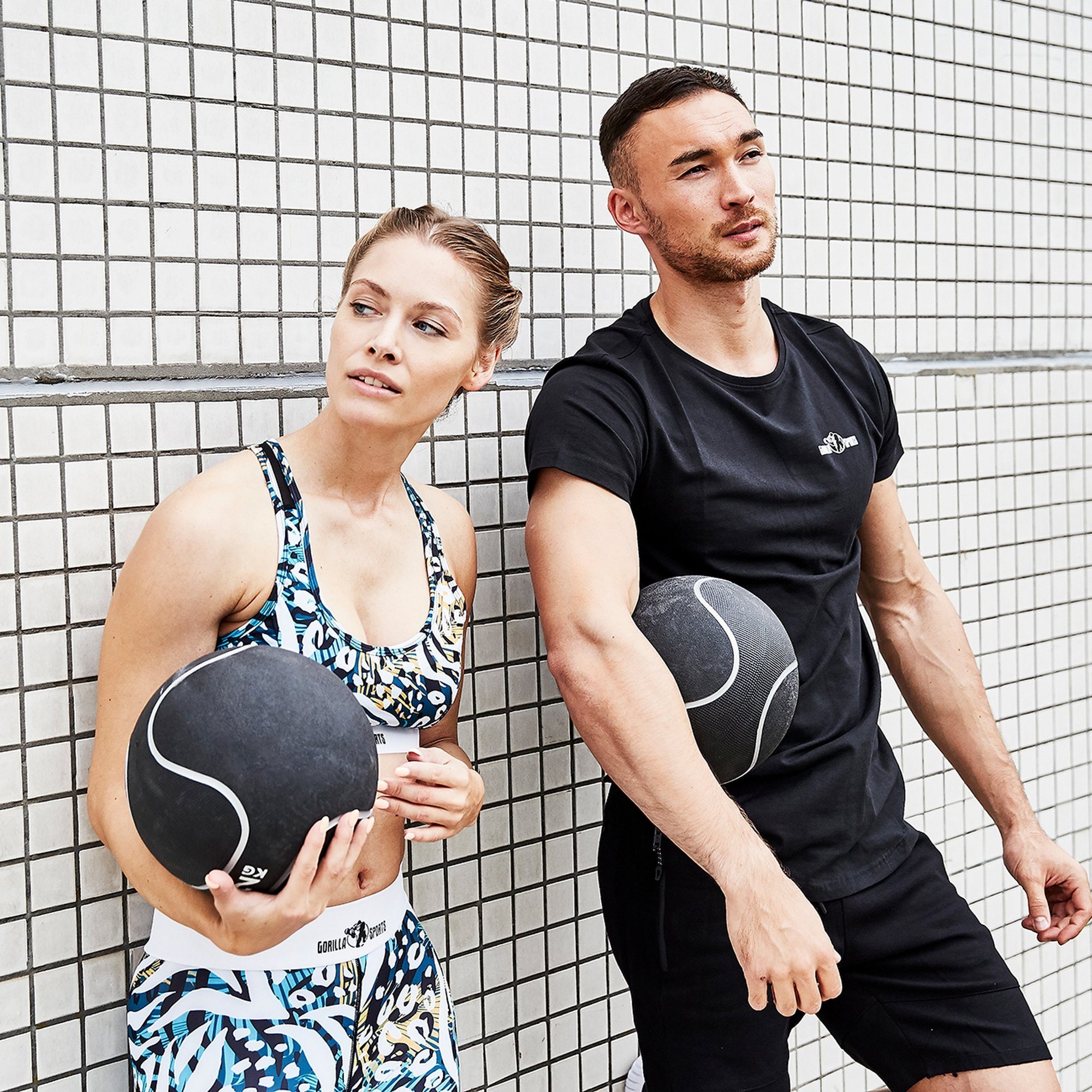 GORILLA SPORTS Medizinball Medizinball aus Gummi Schwarz/Silber 1 - 10 kg (1-St)