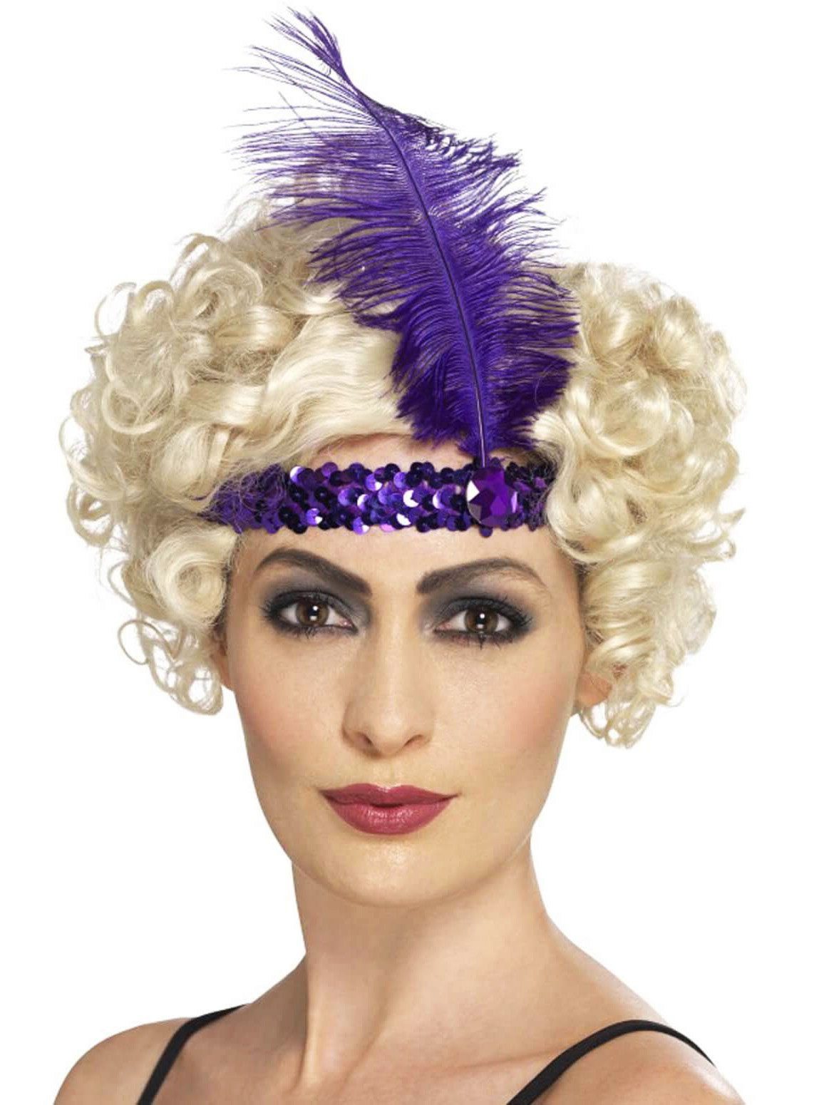 Metamorph Kostüm 20er Glitzer Stirnband lila, Schmückendes Accessoire im typischen Flapper-Design