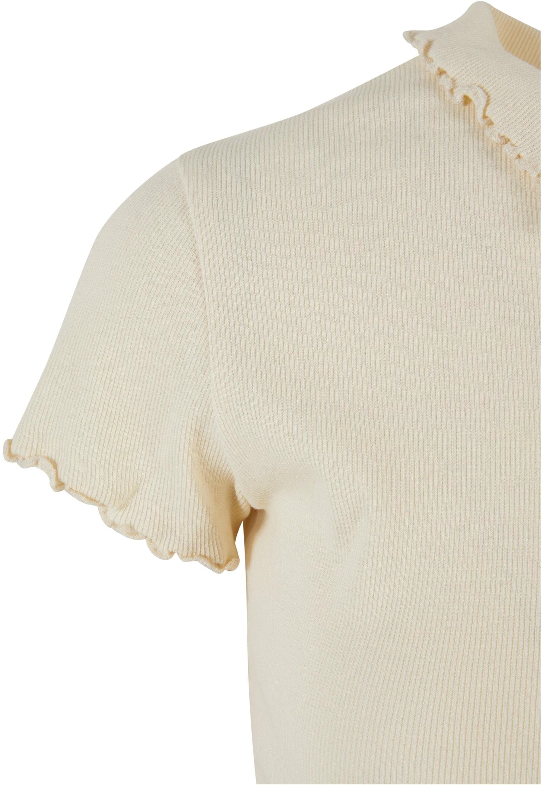 URBAN CLASSICS Ladies Strandshirt Rib Polo (1-tlg) Tee Damen whitesand