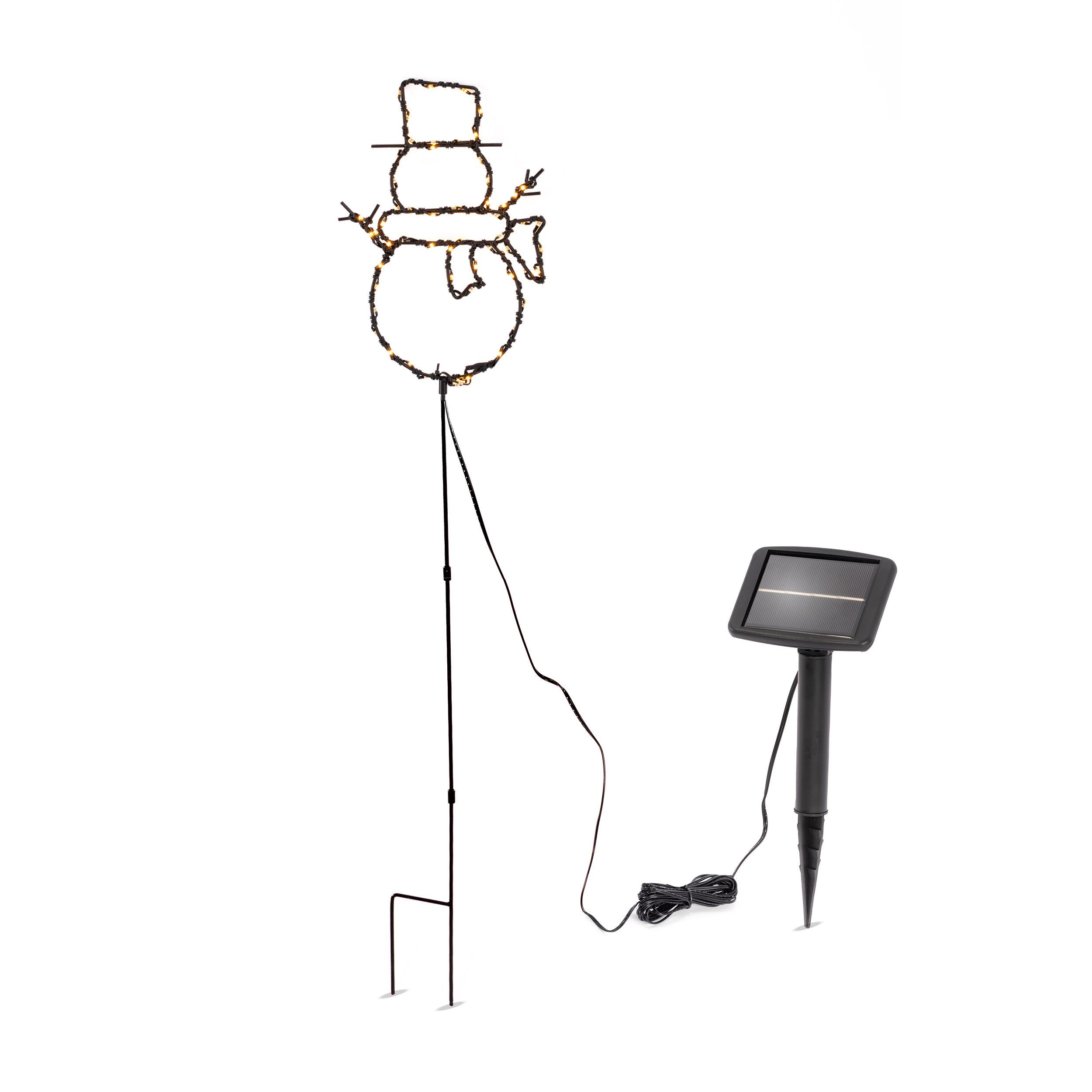 esotec LED Solarleuchte Garten Steckleuchte SCHNEEMANN 3 Höhen 45/65/85 60 LEDs außen 103403, LED fest integriert