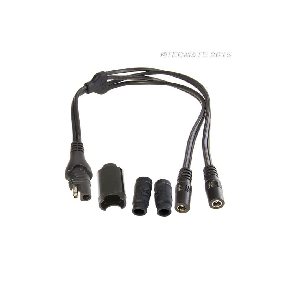 OPTIMATE Auspuff-Flexrohr Y-Splitter, SAE auf 2x Hohlstecker-Kupplung (No.35)
