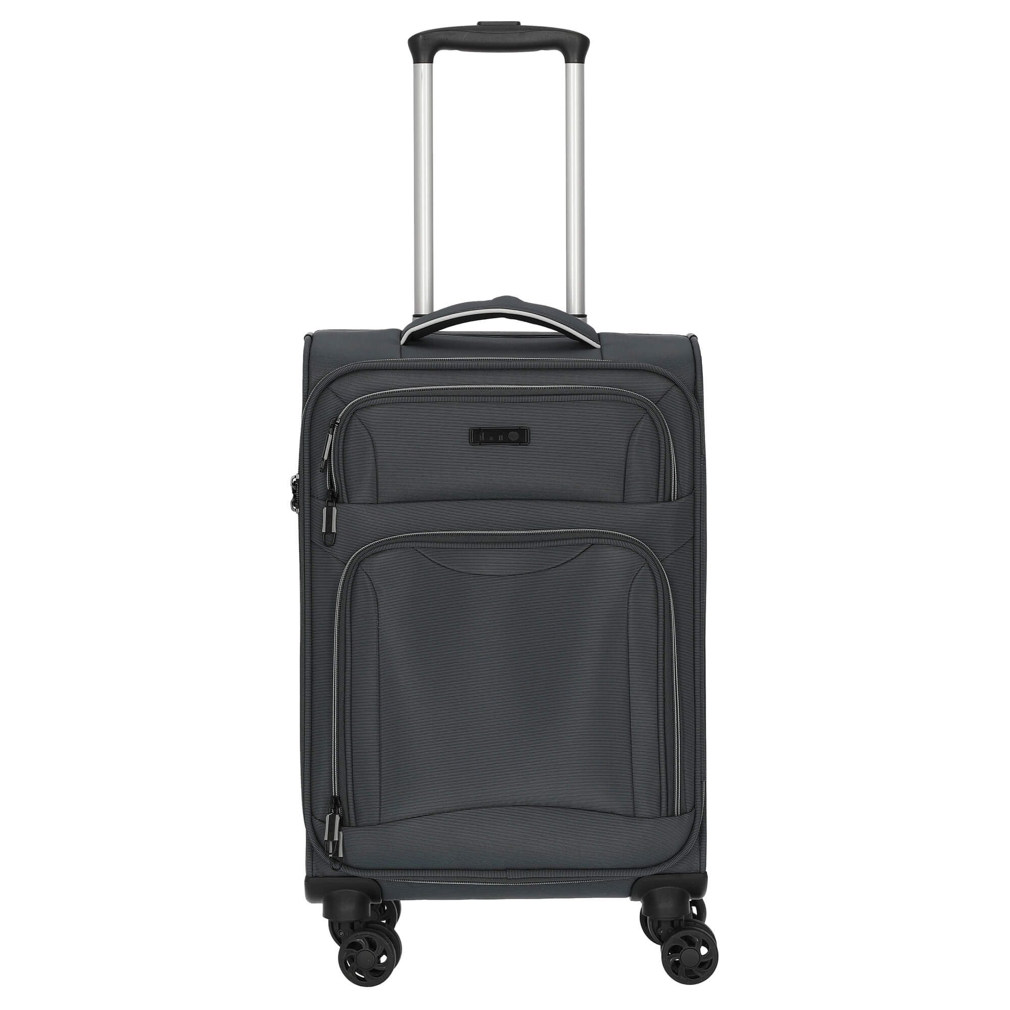 D&N Koffer Travel Line 9204 - 4-Rollen-Kabinentrolley S 55 cm (grau), 4 Rollen Rollen