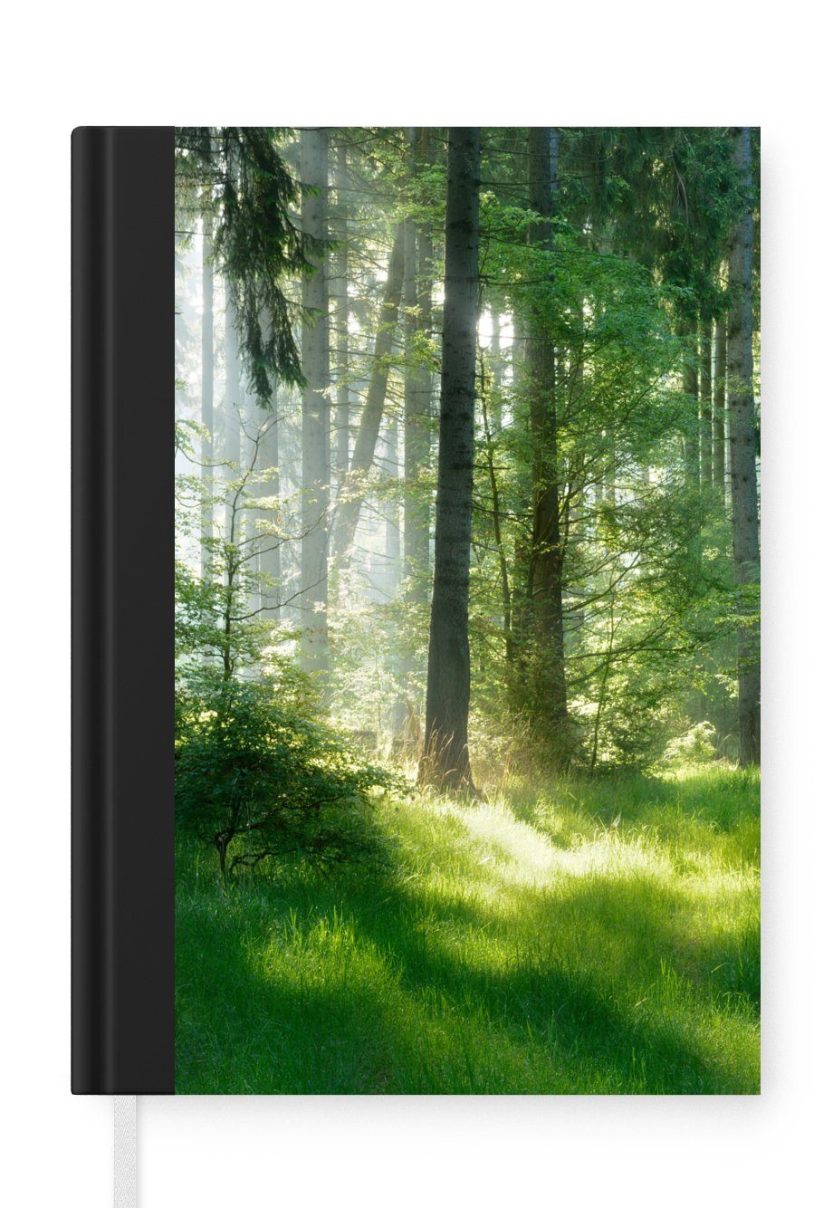 MuchoWow Notizbuch Natur - Bäume Journal, Pflanzen, - Haushaltsbuch Merkzettel, - Notizheft, - Tagebuch, A5, - 98 Sonne Wald Seiten, - Grün Gras