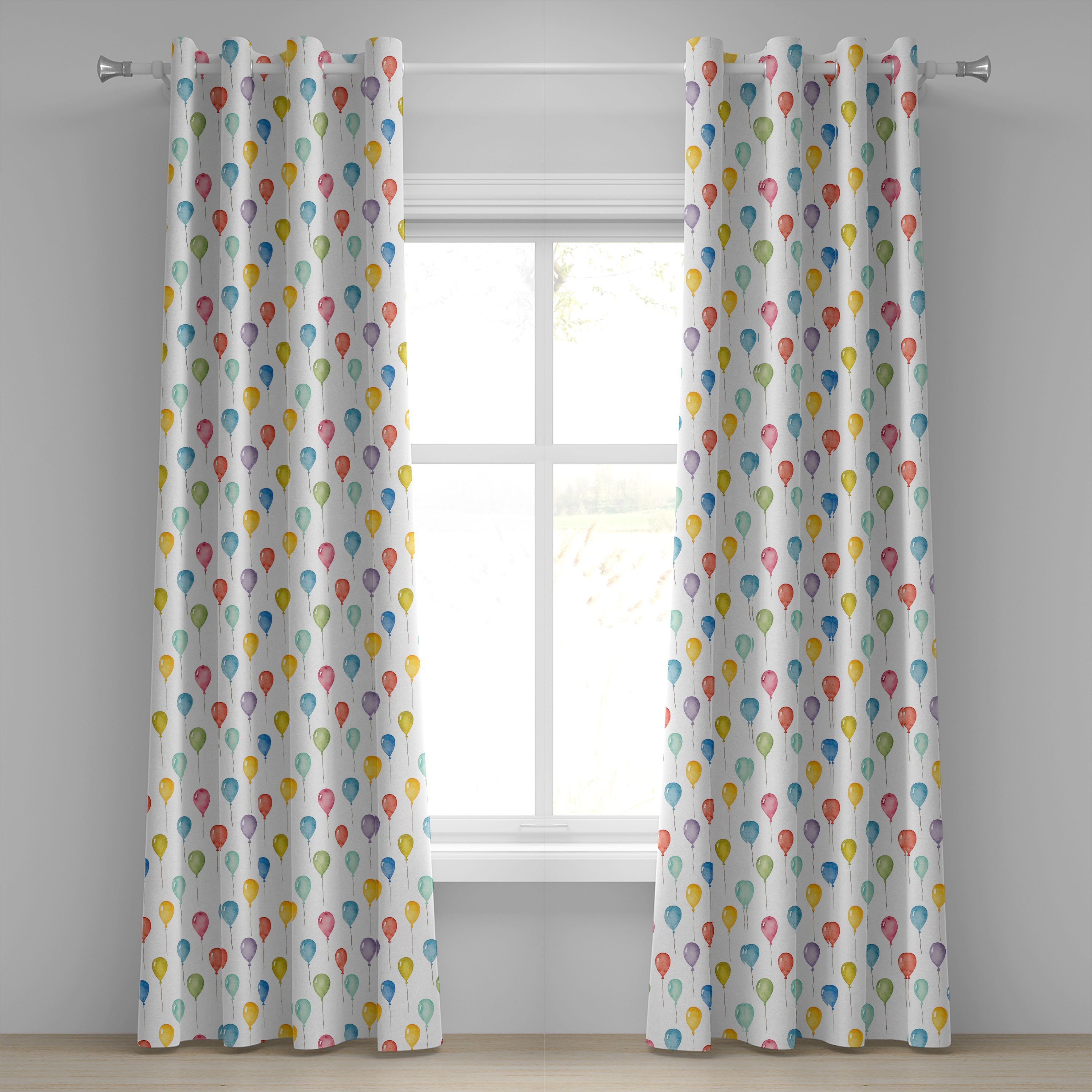 Gardine Dekorative 2-Panel-Fenstervorhänge für Schlafzimmer Wohnzimmer, Abakuhaus, Kids Bunte Ballone