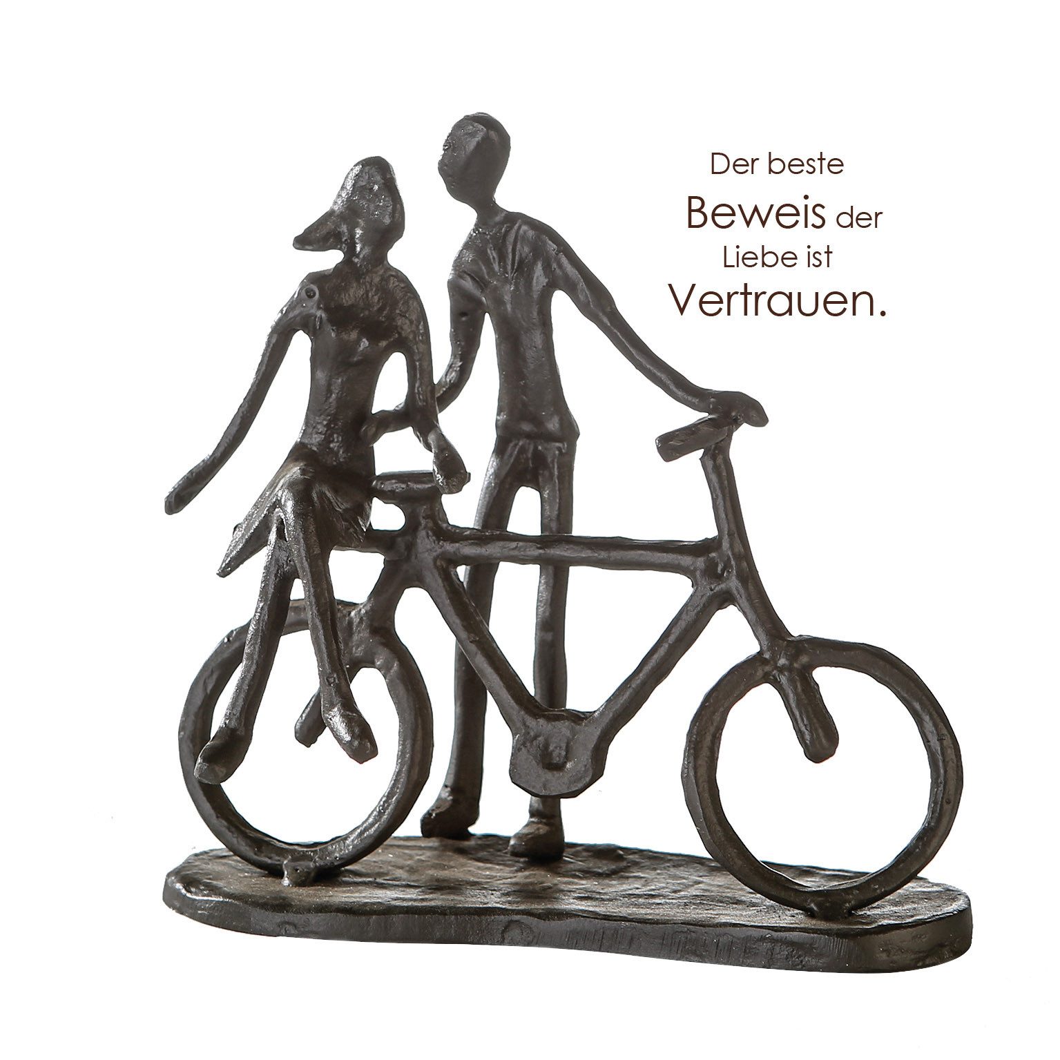 GILDE Skulptur PAIR ON BIKE Skulptur - braun - Eisen - H. 15cm x B. 15cm - Figur (1 Stück), Metallfigur Dekoskulptur - Fahrradmotiv Paarmotiv Figur