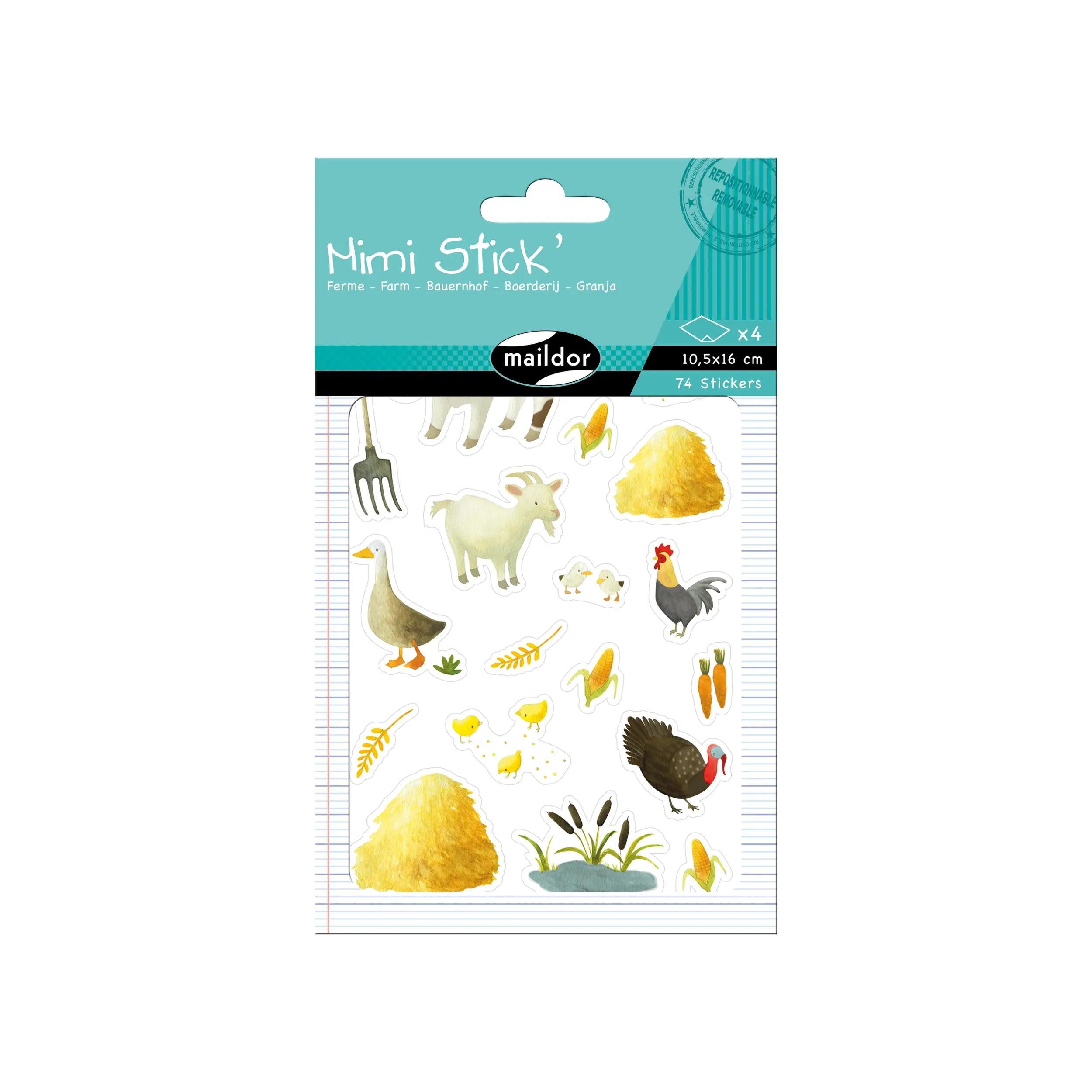 maildor Sticker 10x Mimi Stick', 4 Stickerbogen 10,5x16cm, Bauernhof Mehrfarbig AE020O, My Mandarine