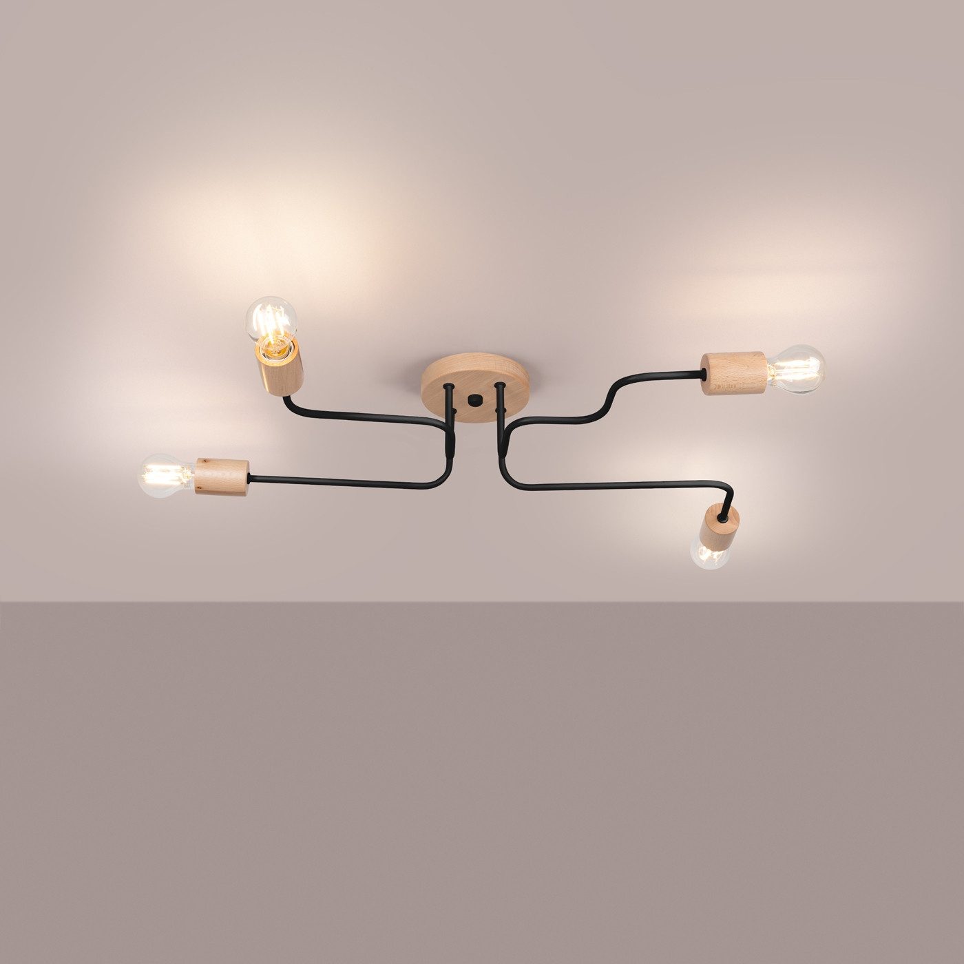 SOLLUX lighting Kronleuchter Kronleuchter Timbo 4 Schwarz, Nicht enthalten