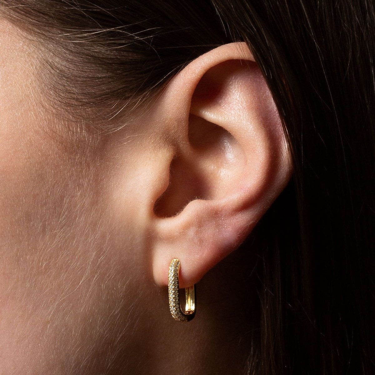 XENOX Paar Creolen Creolen Ohrringe Damen Duo Link Zirkonia Vergoldet XS914 günstig online kaufen