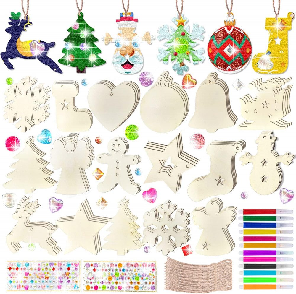 FELIXLEO Bastelfedern Kinder Weihnachten Holzhandwerk DIY Weihnachtsdekorat günstig online kaufen