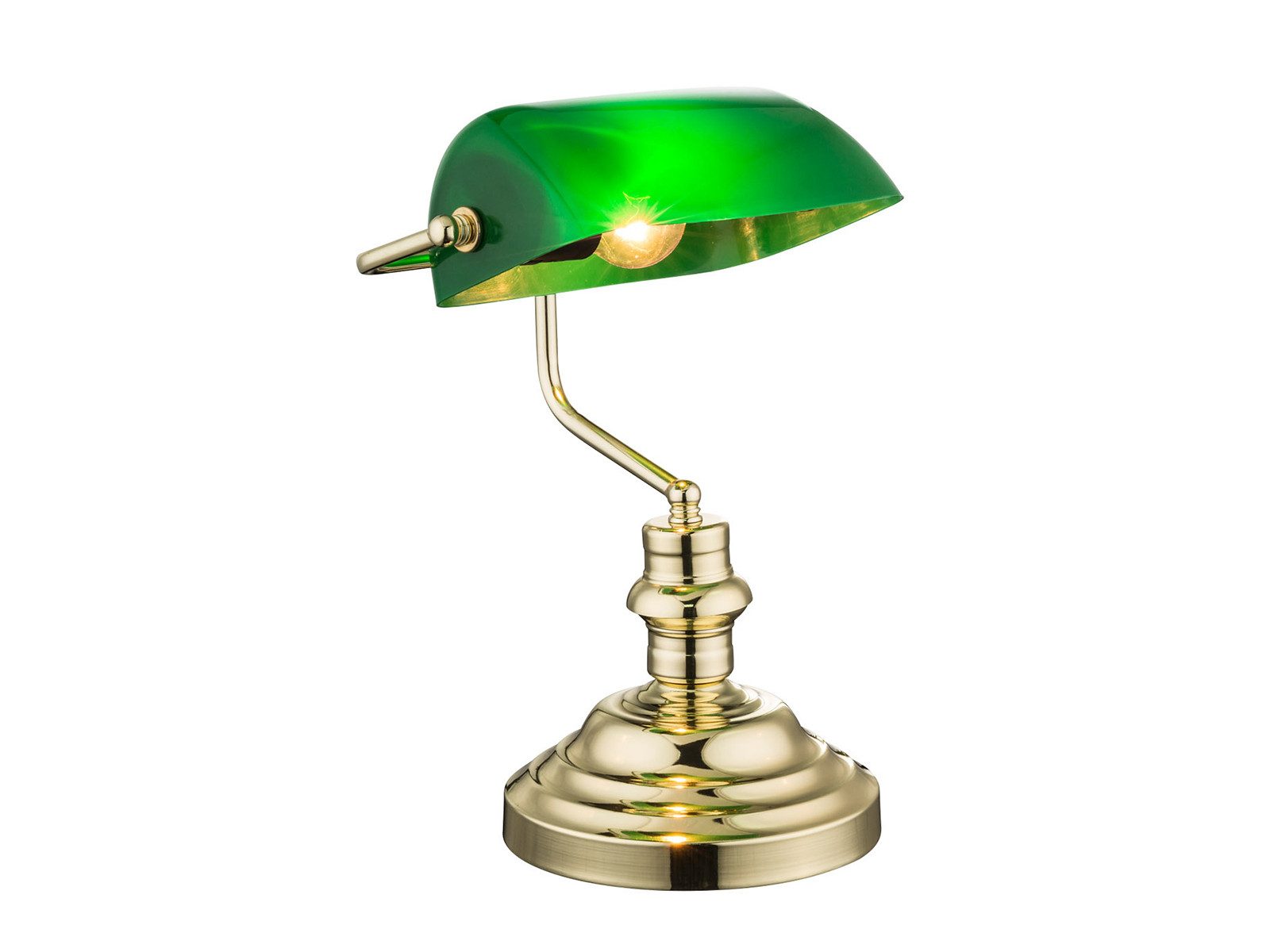 GLOBO LIGHTING LED Schreibtischlampe, Dimmfunktion, LED wechselbar, Warmweiß, Design-Klassiker Bankerlampe Acrylschirm schwenkbar, …